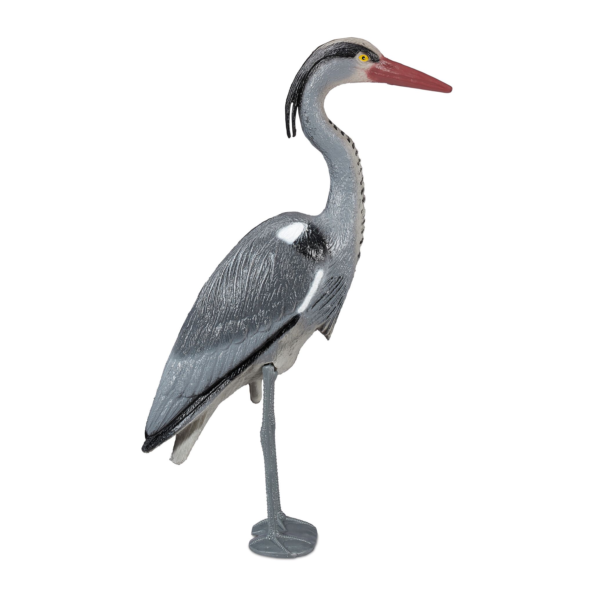 Gartenfigur Reiher Rot-Schwarz-Grau
