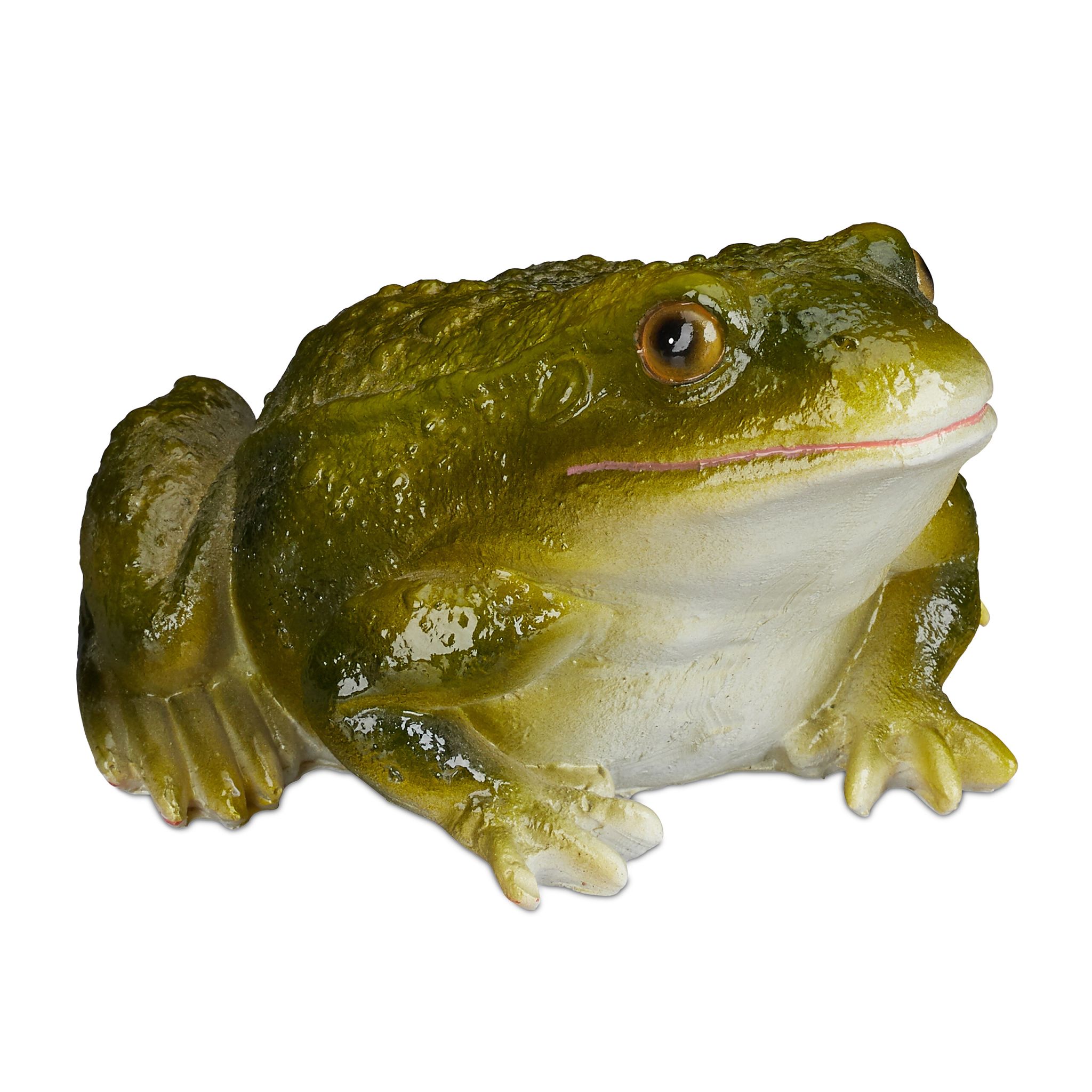 Gartenfigur Frosch Kunststein Weiss-Dunkelgrün-Schwarz