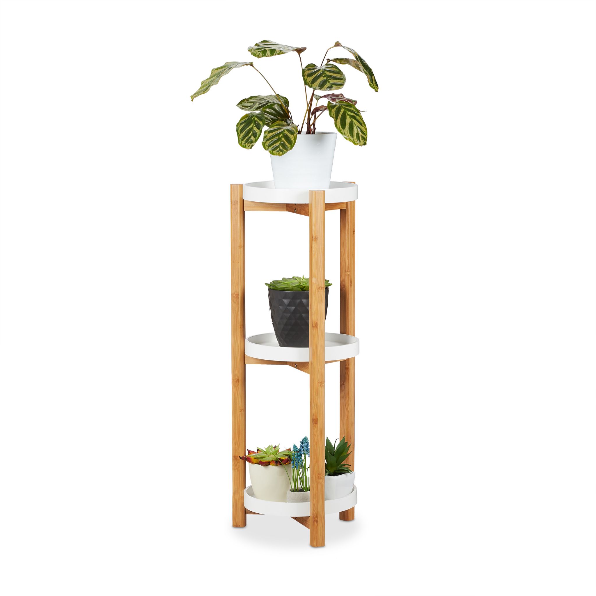 Blumenregal rund Weiss-Hellbraun