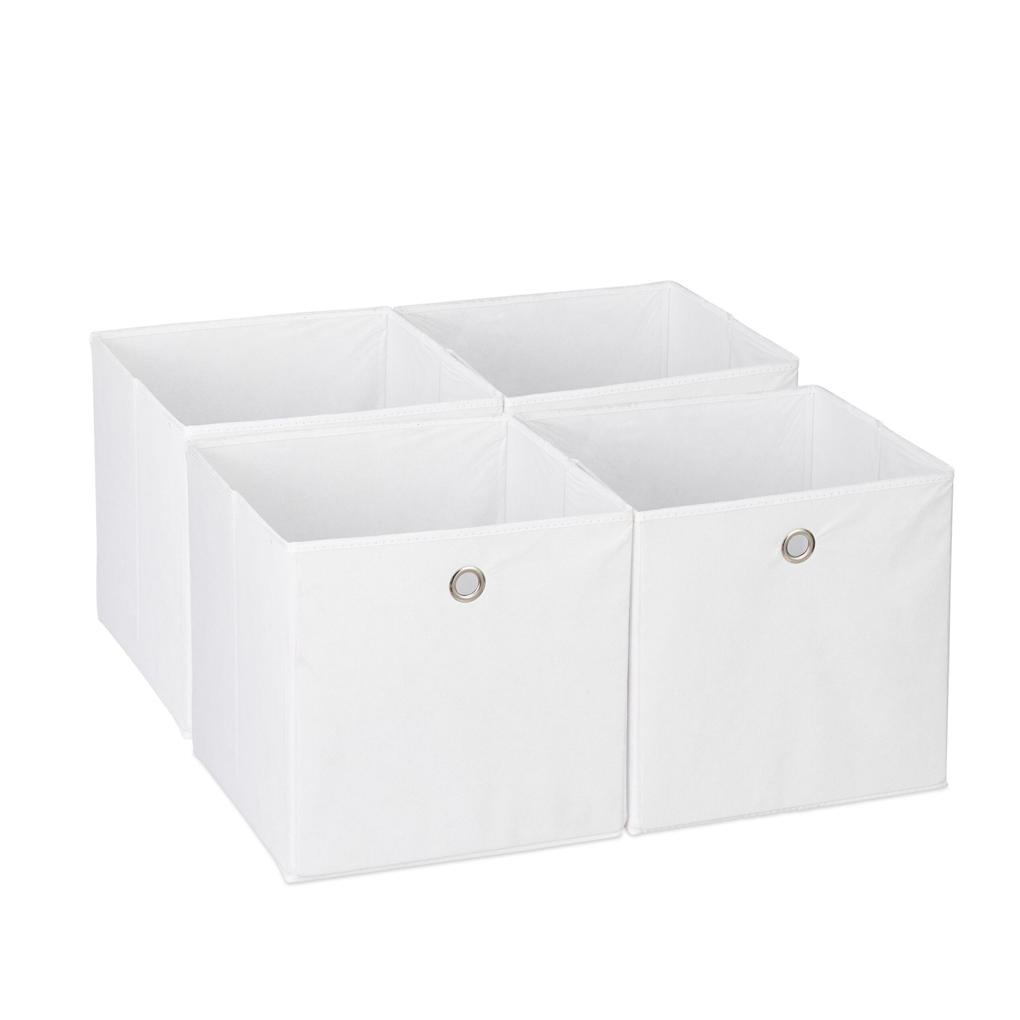 Aufbewahrungsbox 4er-Set Weiss-Silber