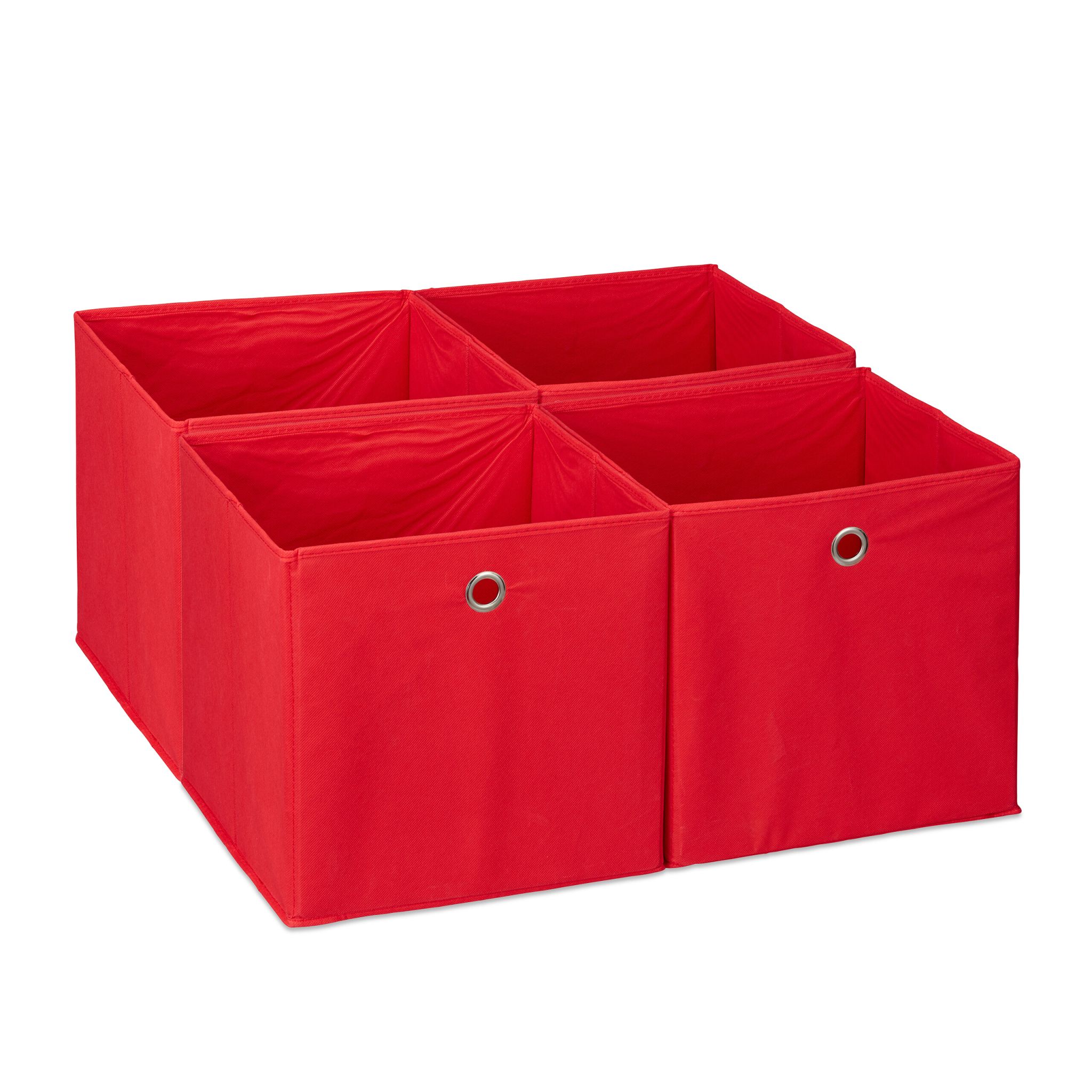 Aufbewahrungsbox 4er-Set Rot-Silber