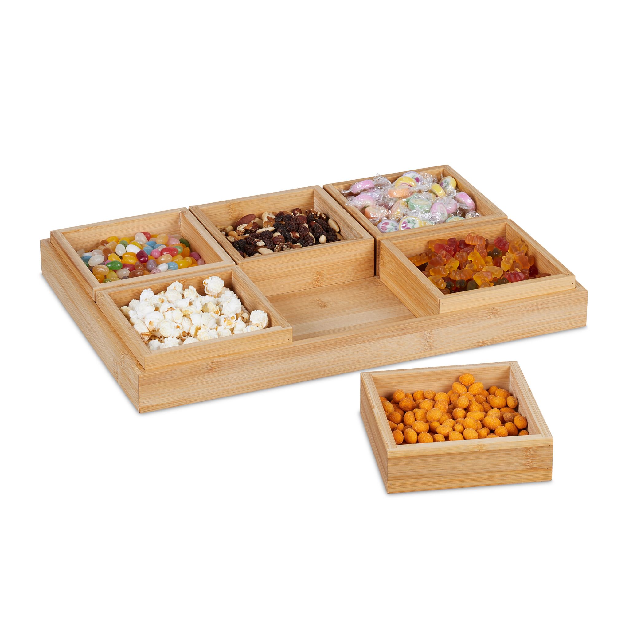 Snackschalen Set mit Serviertablett Hellbraun