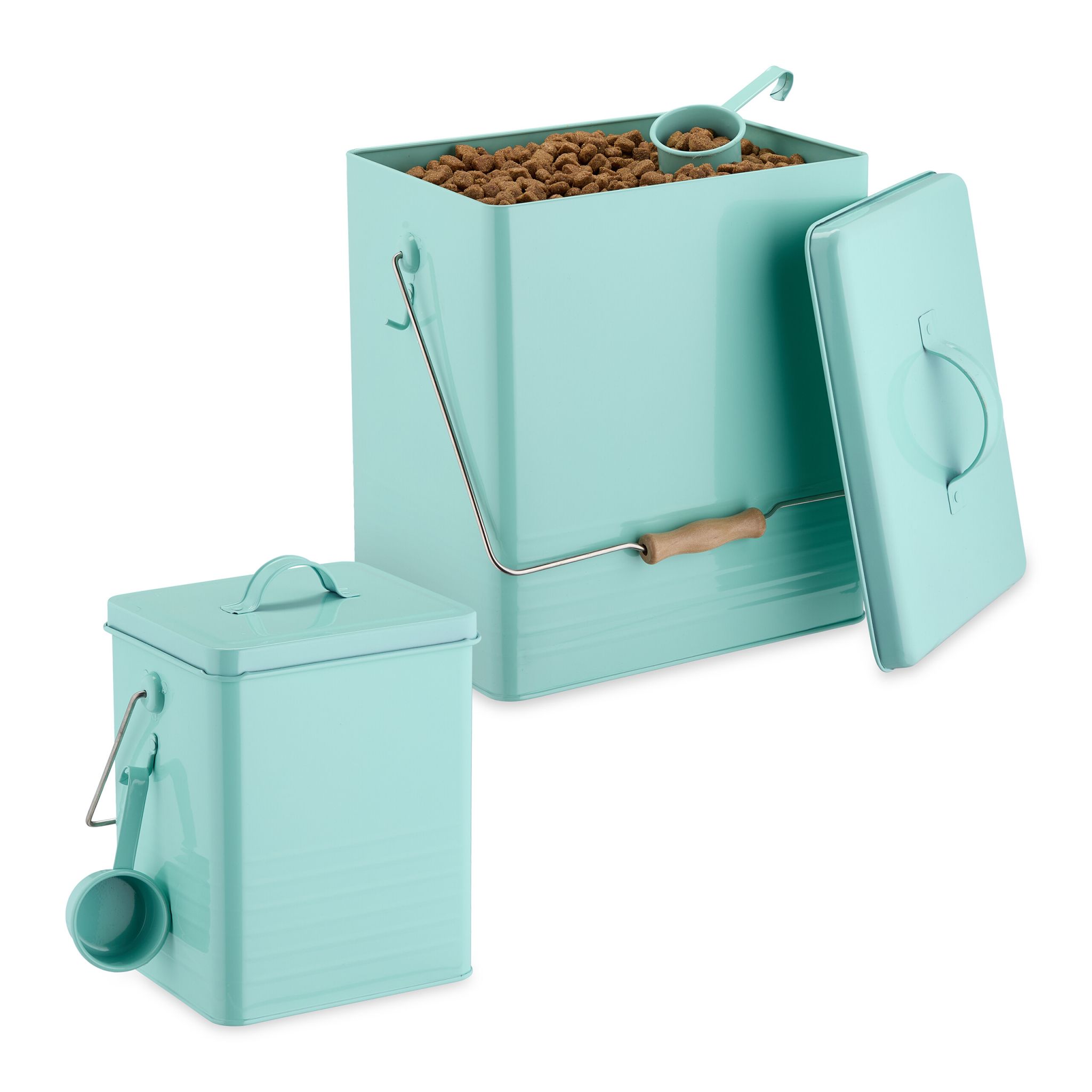 Türkise Futterbox 2er-Set Hellbraun-Silber-Türkis