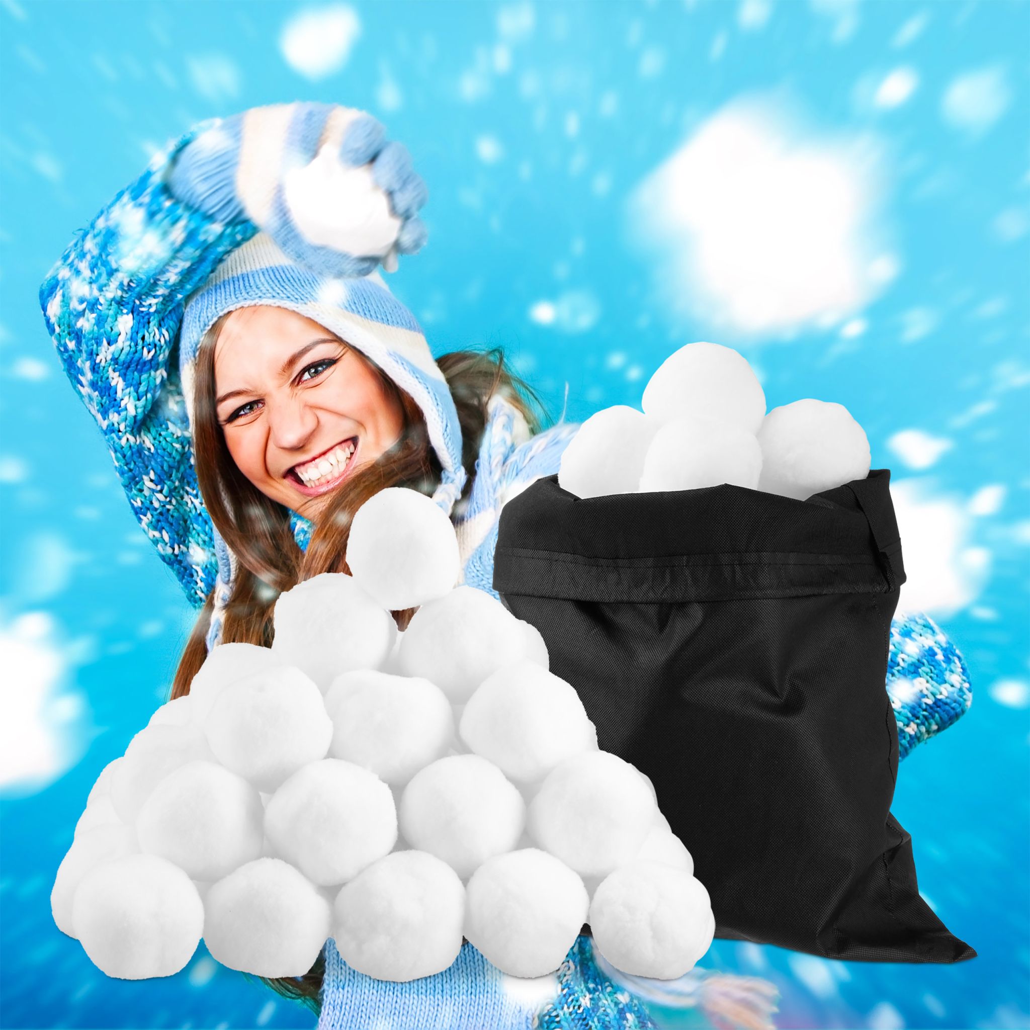 Künstliche Schneebälle im 50er-Set Weiss