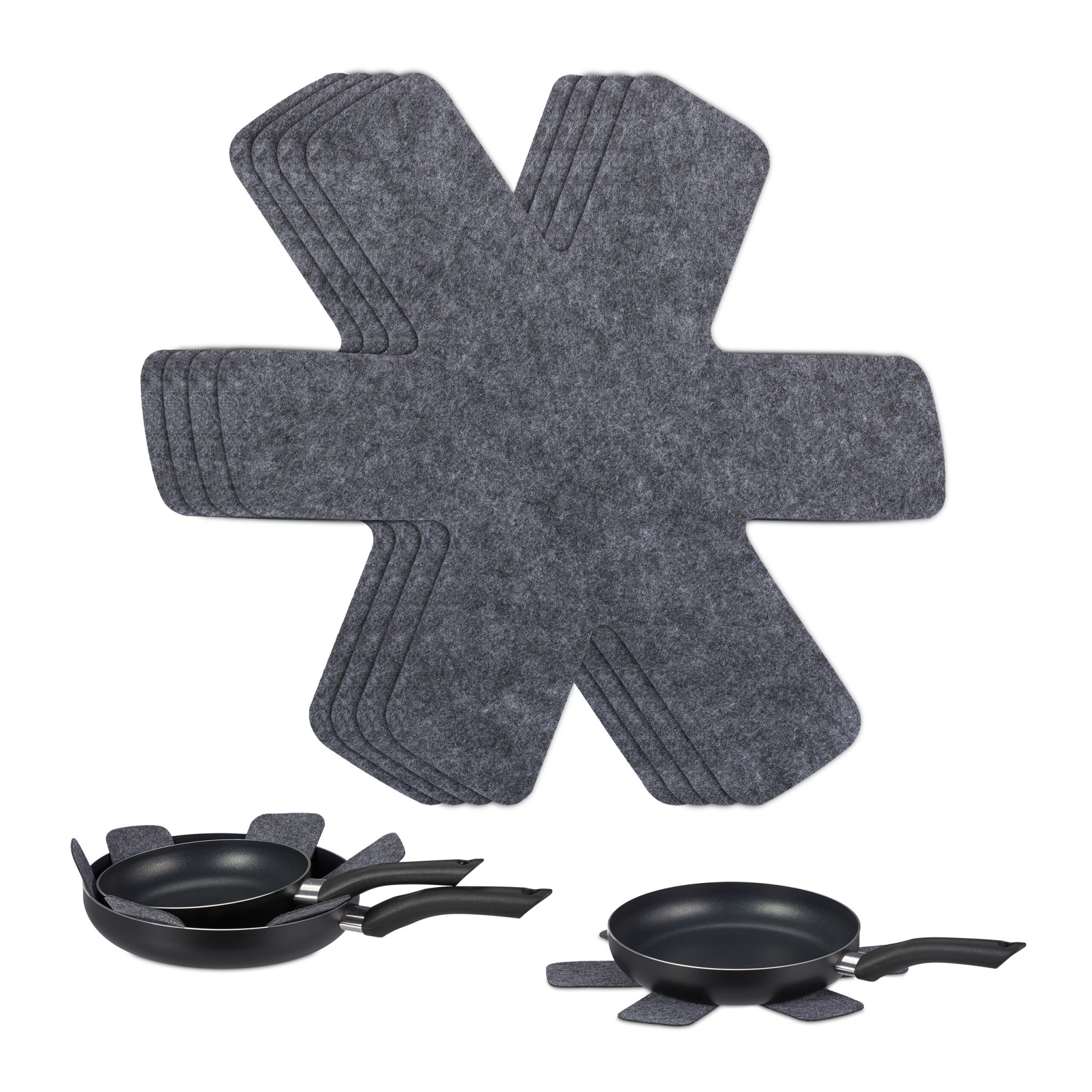 Pfannenschoner Filz 6er-Set Grau