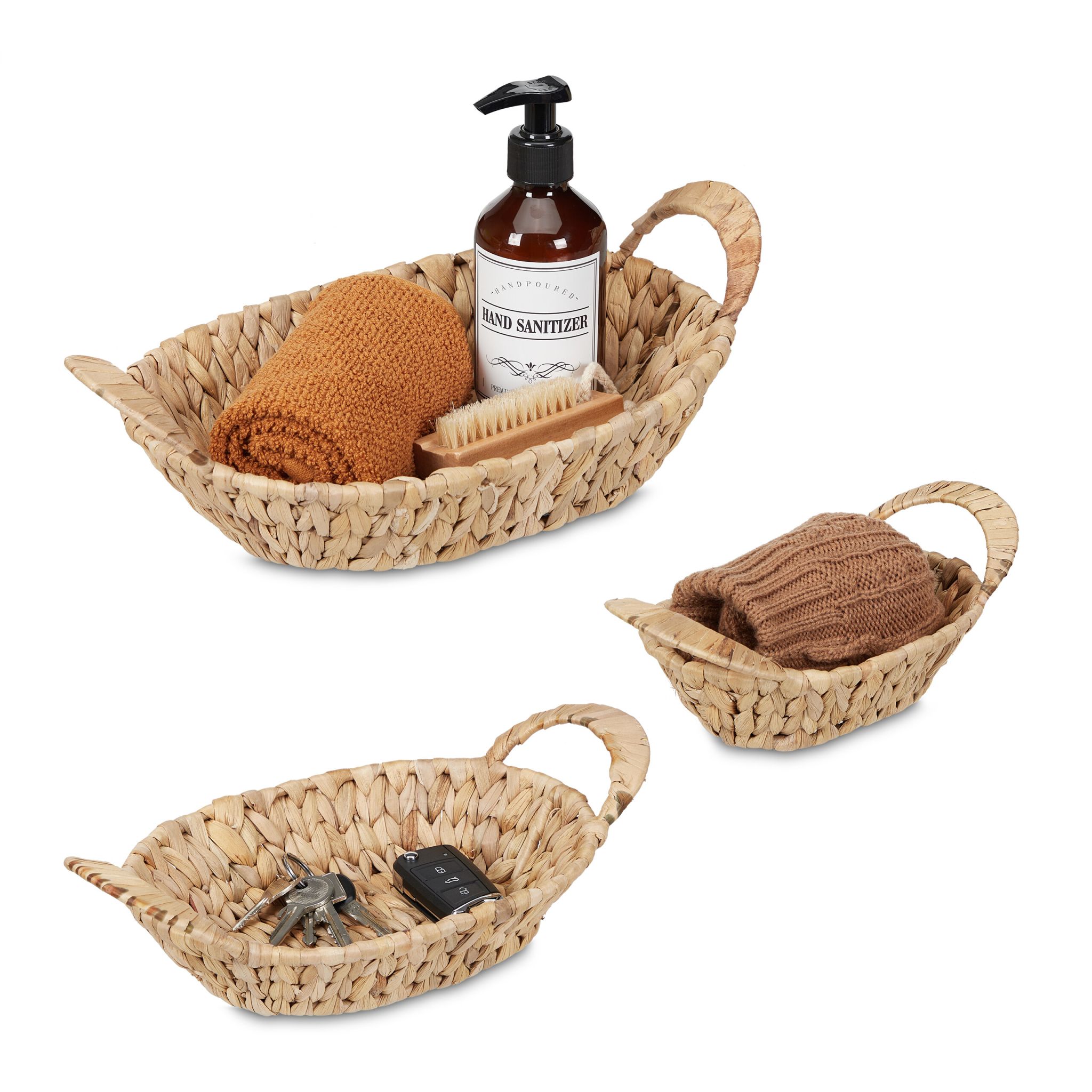 Aufbewahrungskörbe Wasserhyazinthe 3er-Set Hellbraun