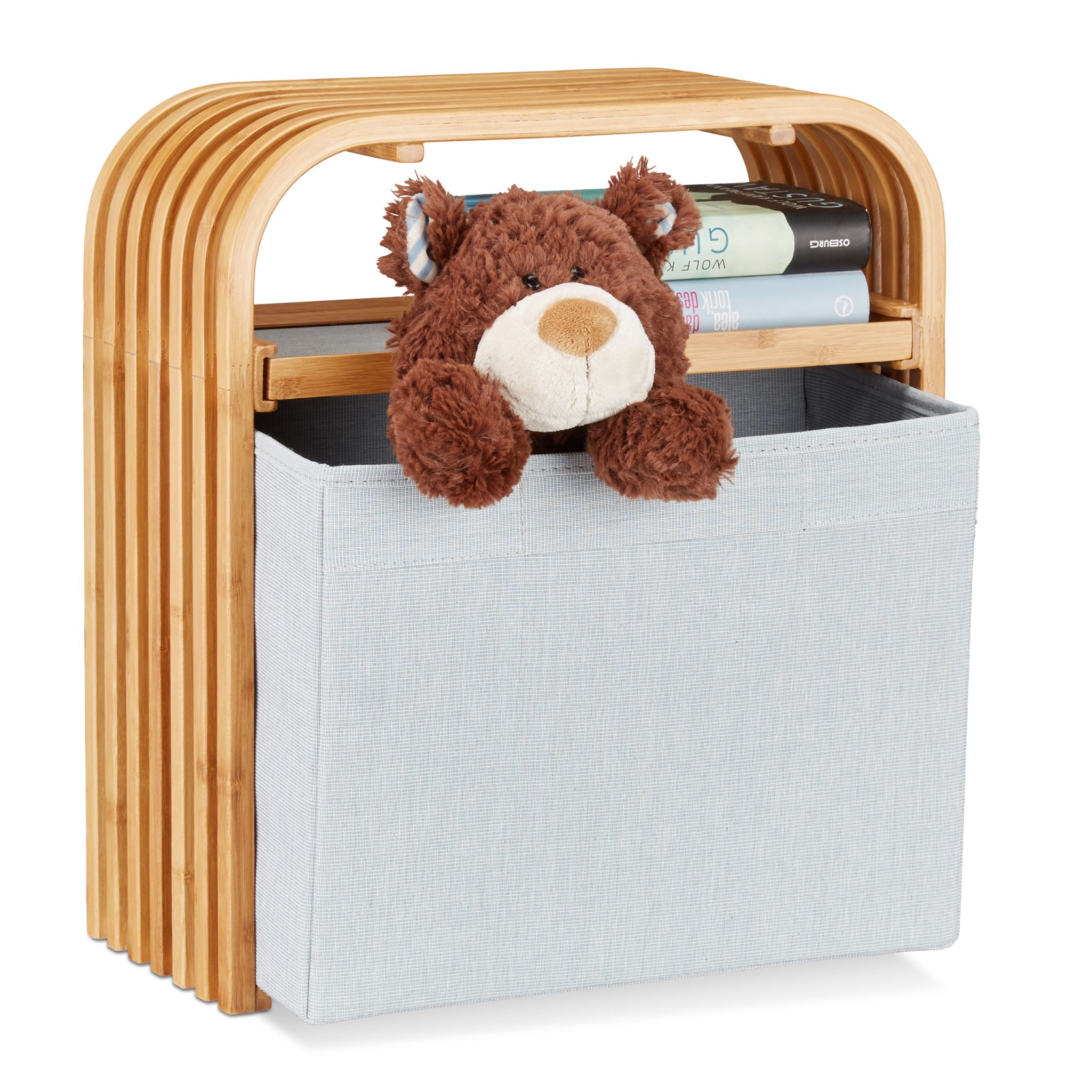 Hocker mit Aufbewahrung Bambus Hellbraun-Grau