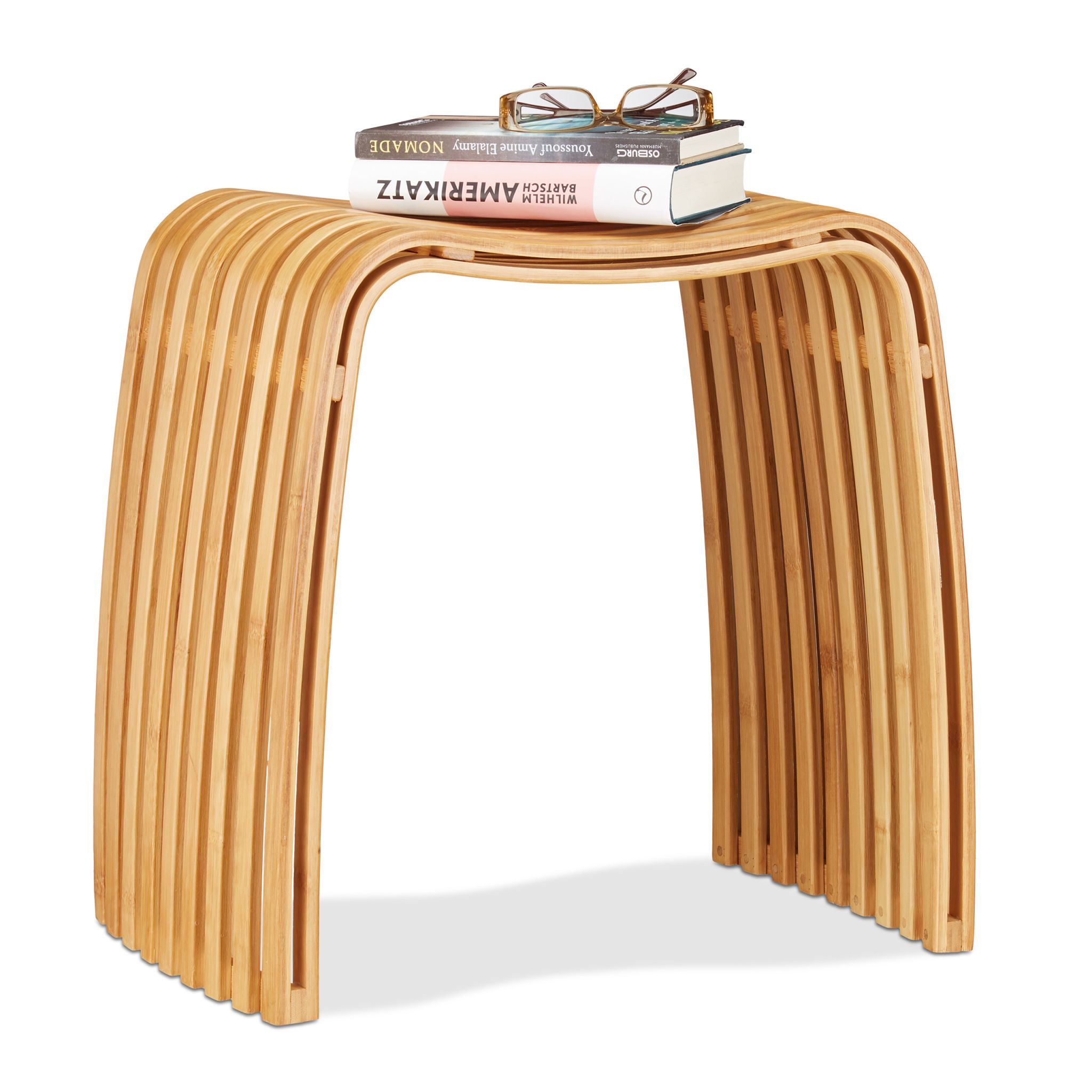 Garderoben Hocker Bambus Design Hellbraun