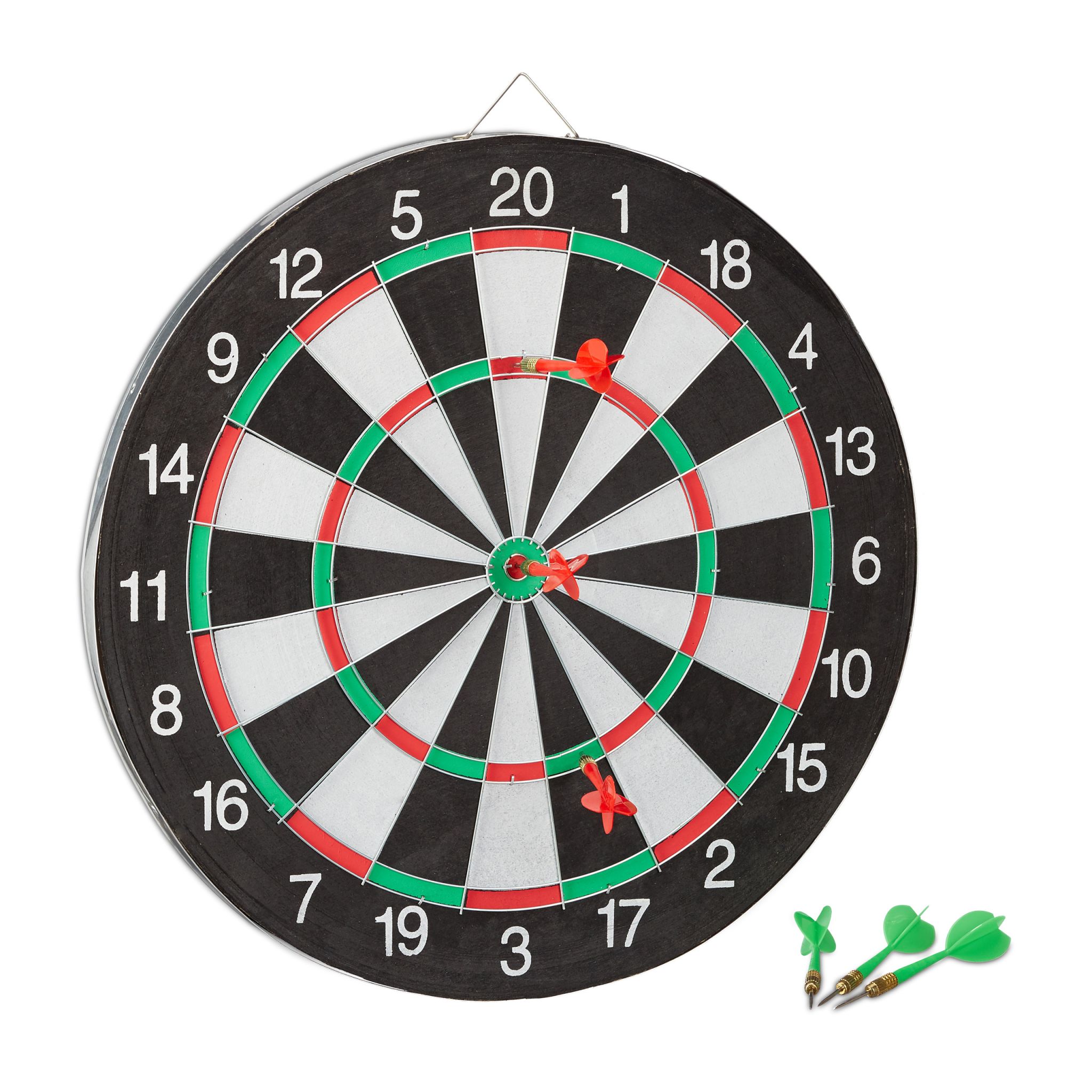 Dartscheibe Board X2 mit Pfeilen Weiss-Grün-Schwarz