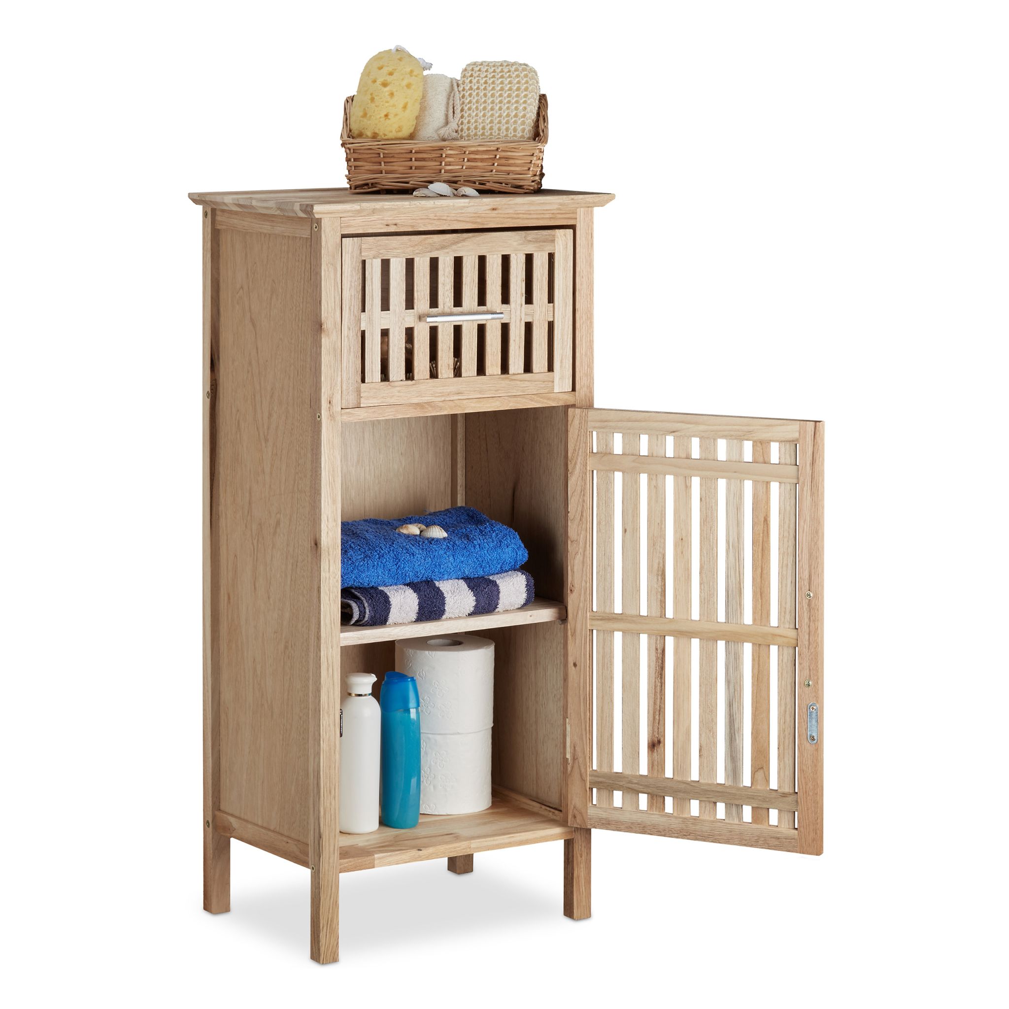 Badschrank Walnuss freistehend Hellbraun