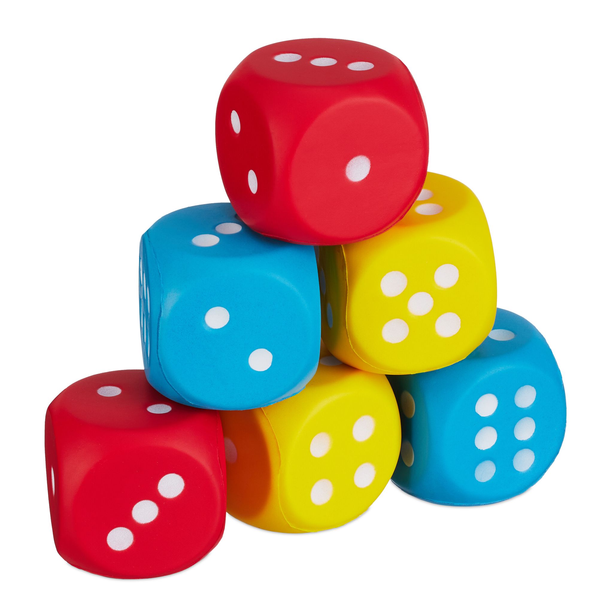 Schaumstoffwürfel 6er-Set Blau-Gelb-Rot