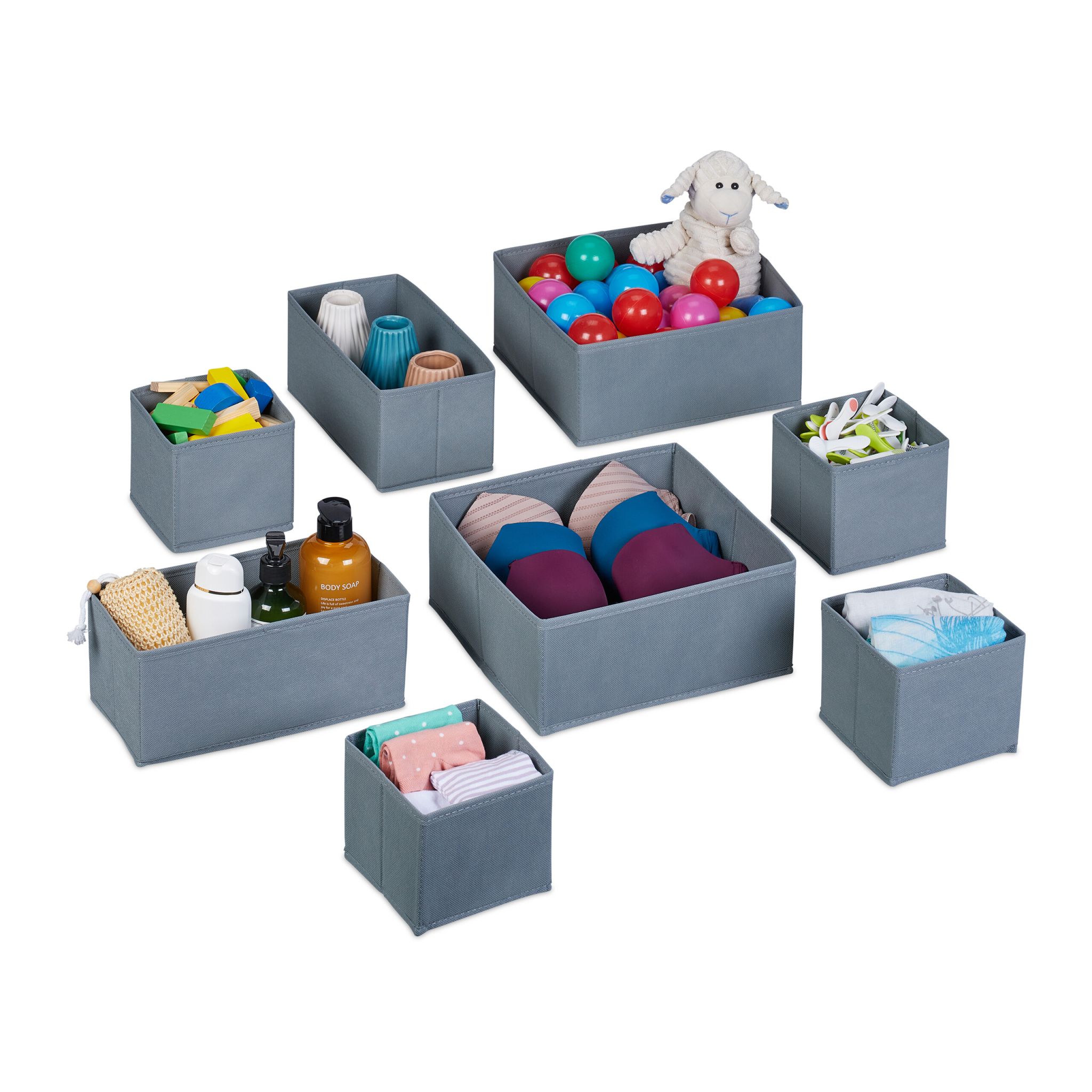 Schubladenorganiserset 8-tlg. Grau