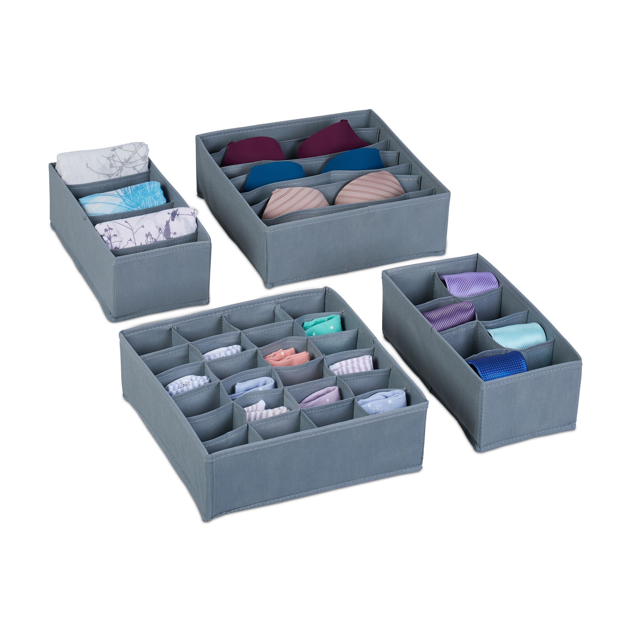 Schubladenorganiserset  4-tlg. Grau