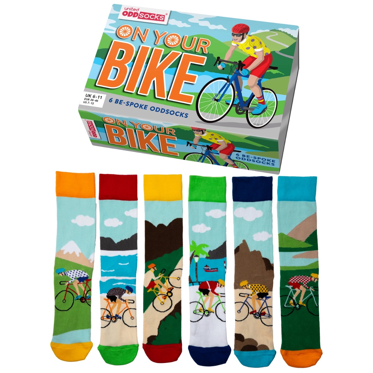Einzelne Socken im 6er Pack ON YOU BIKE Gr. 39-46