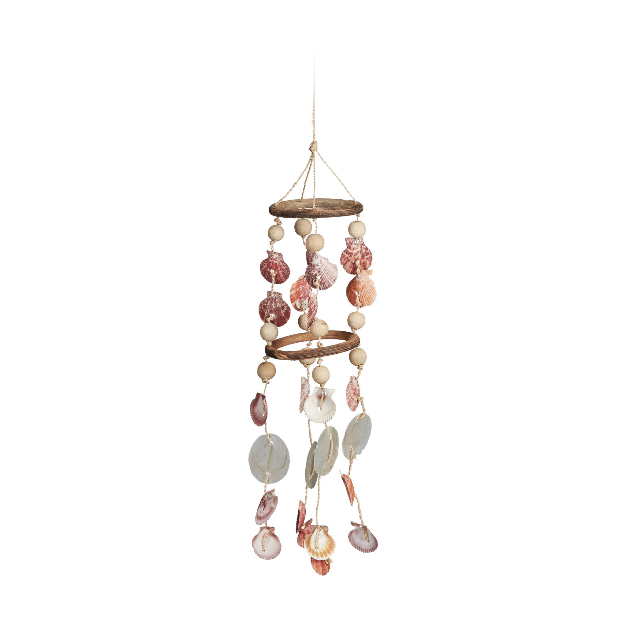 Muschel Windspiel in 2 Grössen Beige-Weiss-Braun