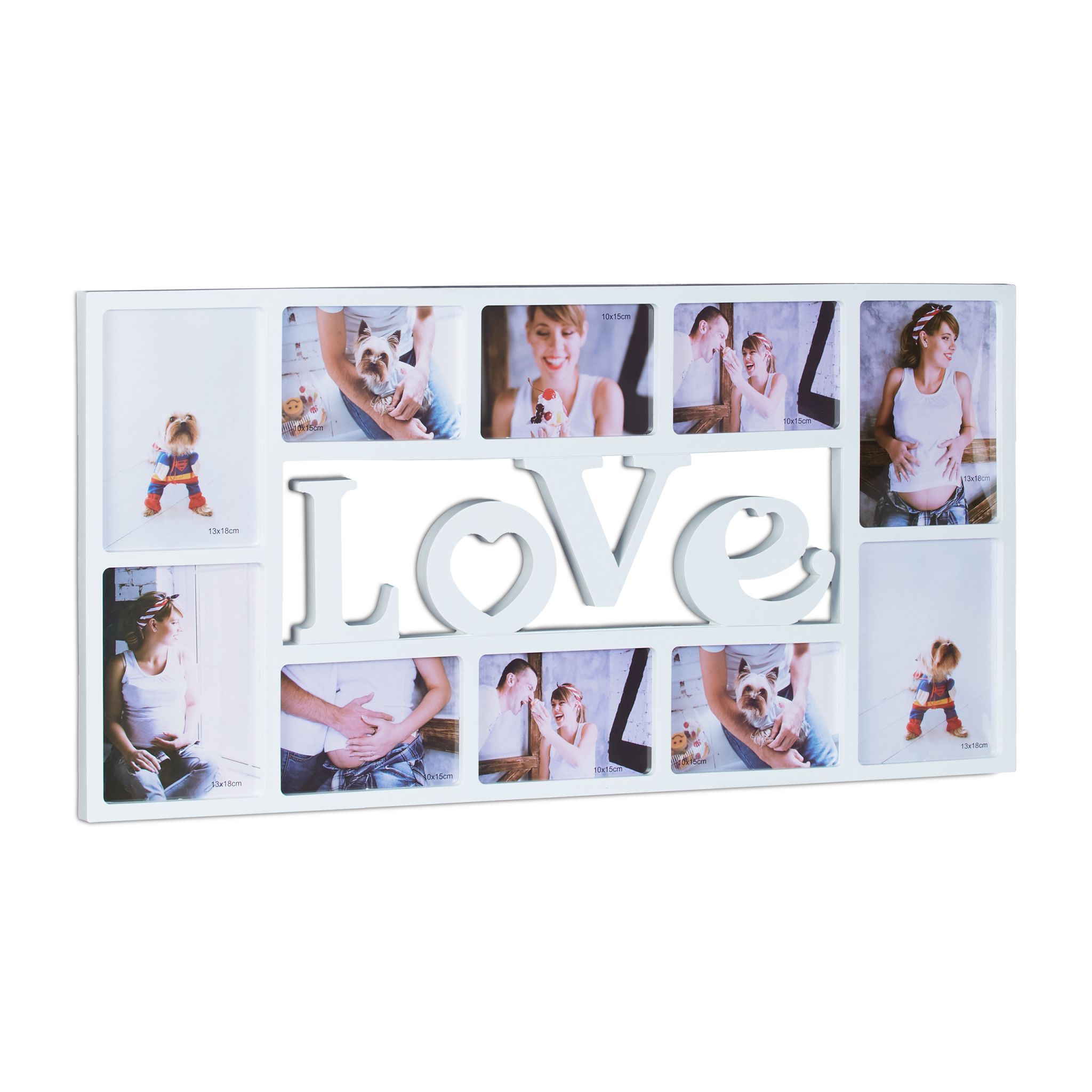Bilderrahmen LOVE für 10 Fotos Weiss-Transparent
