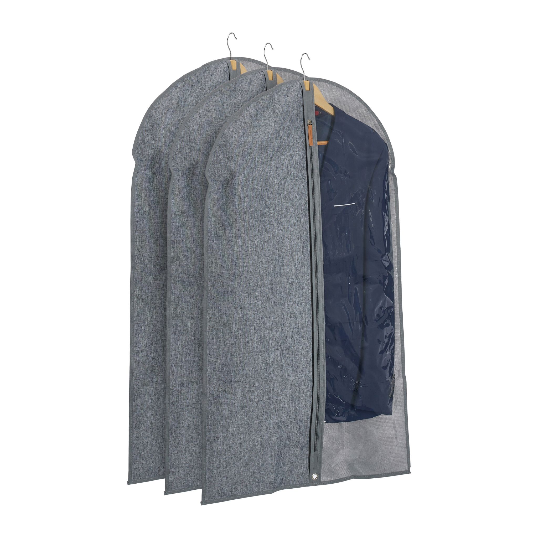 Kleidersack 3er-Set - 99 x 58cm Transparent-Grau