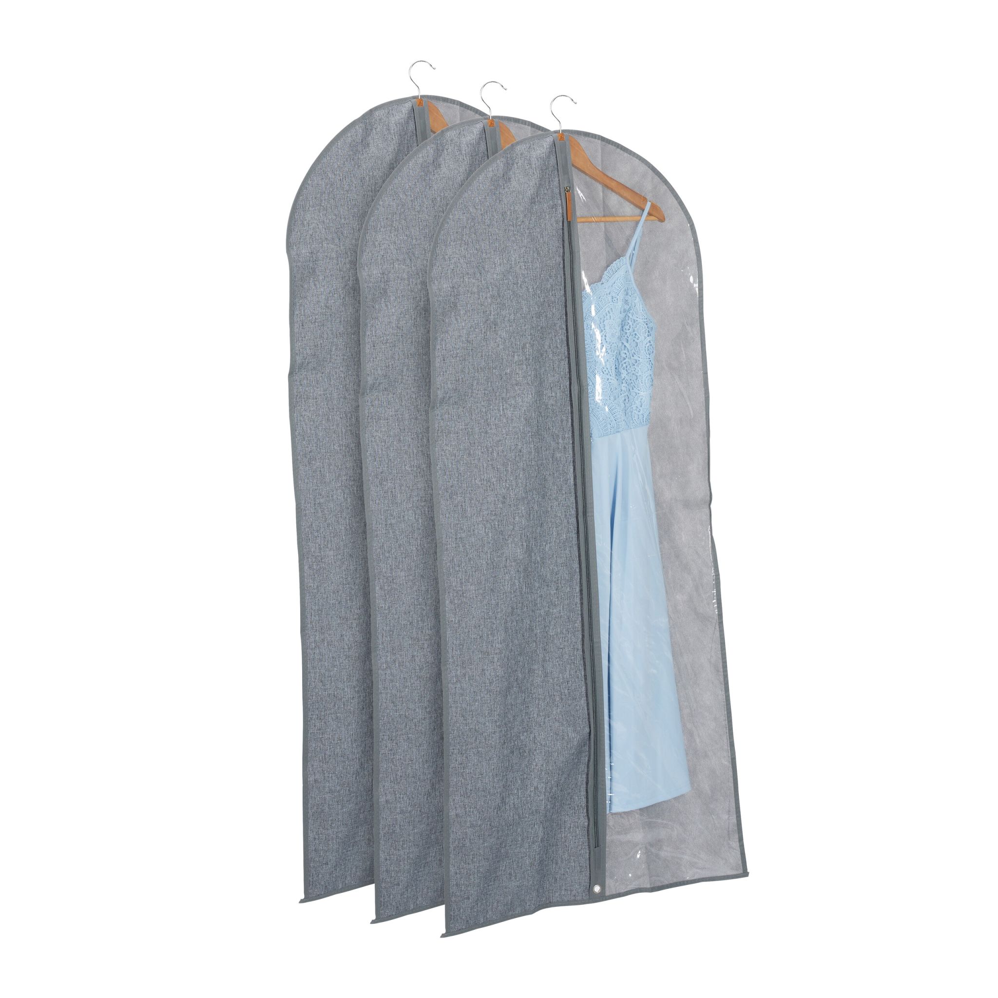 Kleidersack 3er-Set - 135 x 58cm Transparent-Grau