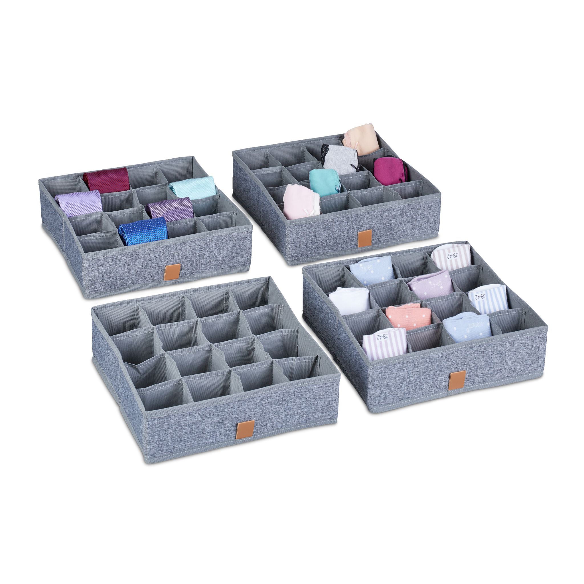 Unterwäscheorganiser 4er-Set Grau