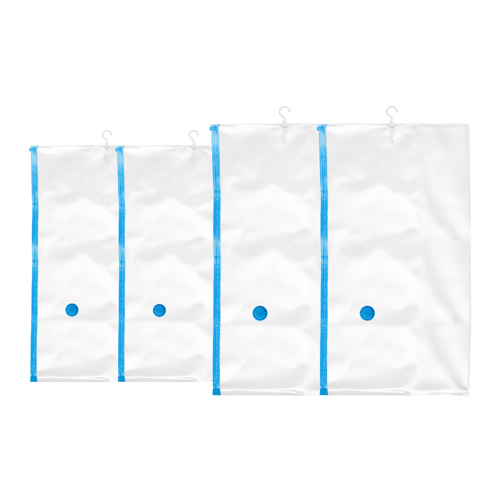Hängende Vakuumbeutel Kleidung 4er-Set Weiss-Blau-Transparent