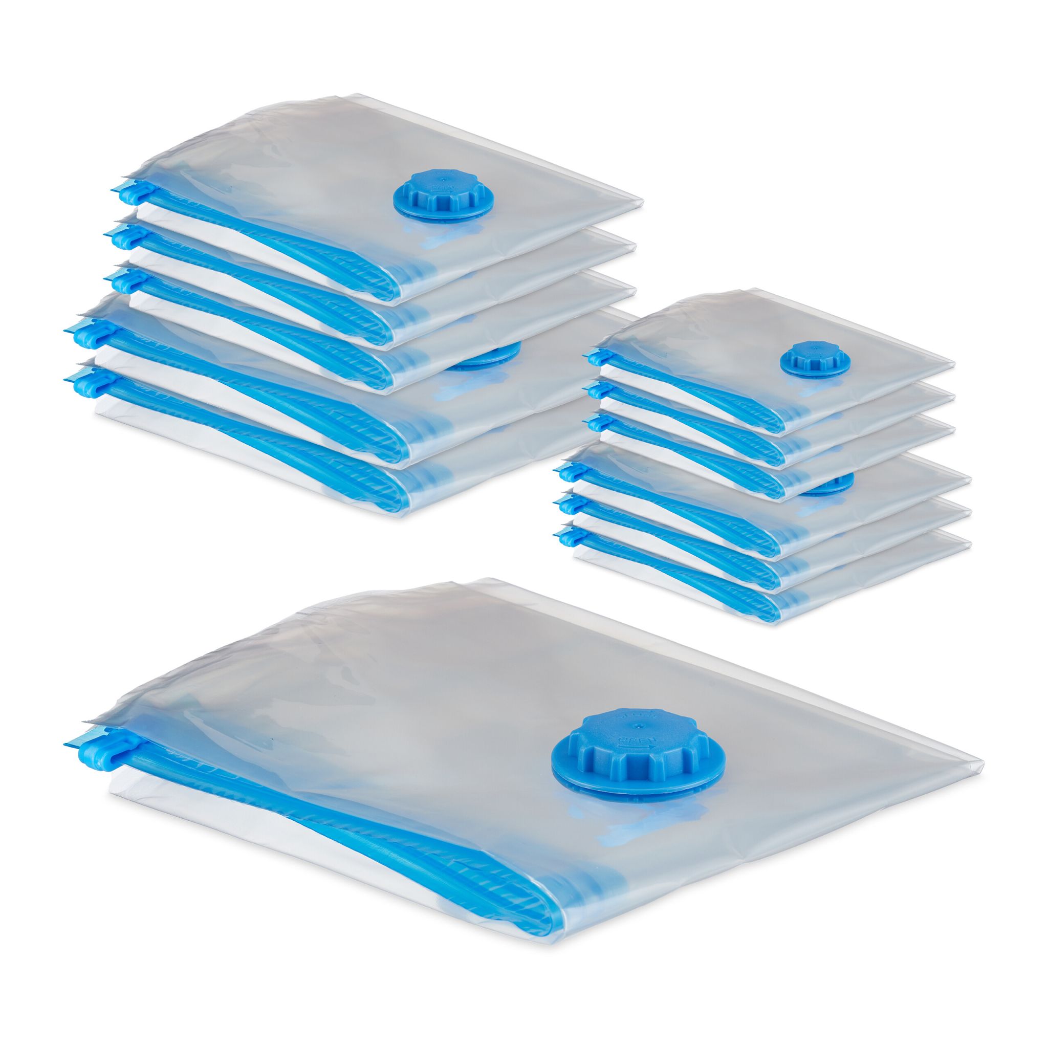 Vakuumbeutel für Kleidung 12er-Set Blau-Transparent