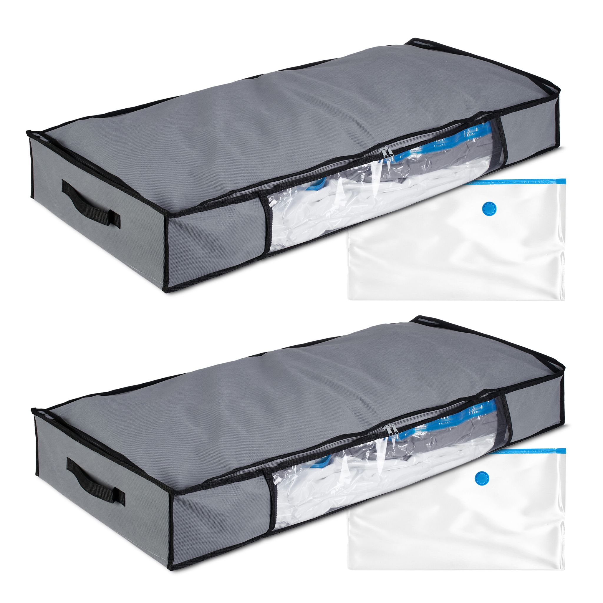 Unterbettkommode Vakuum 2er-Set Transparent-Grau