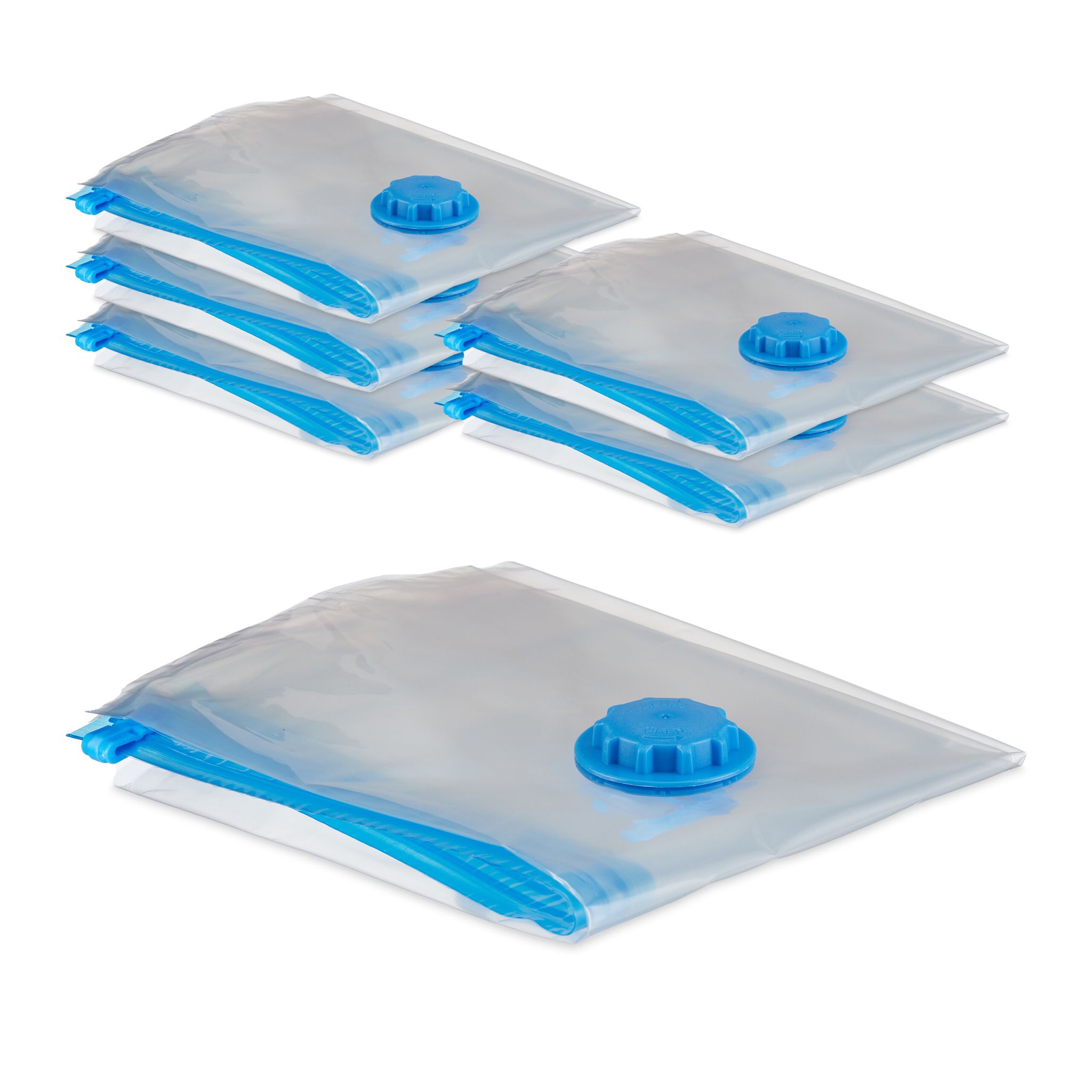 Vakuumbeutel für Kleidung XL 6er-Set Blau-Transparent