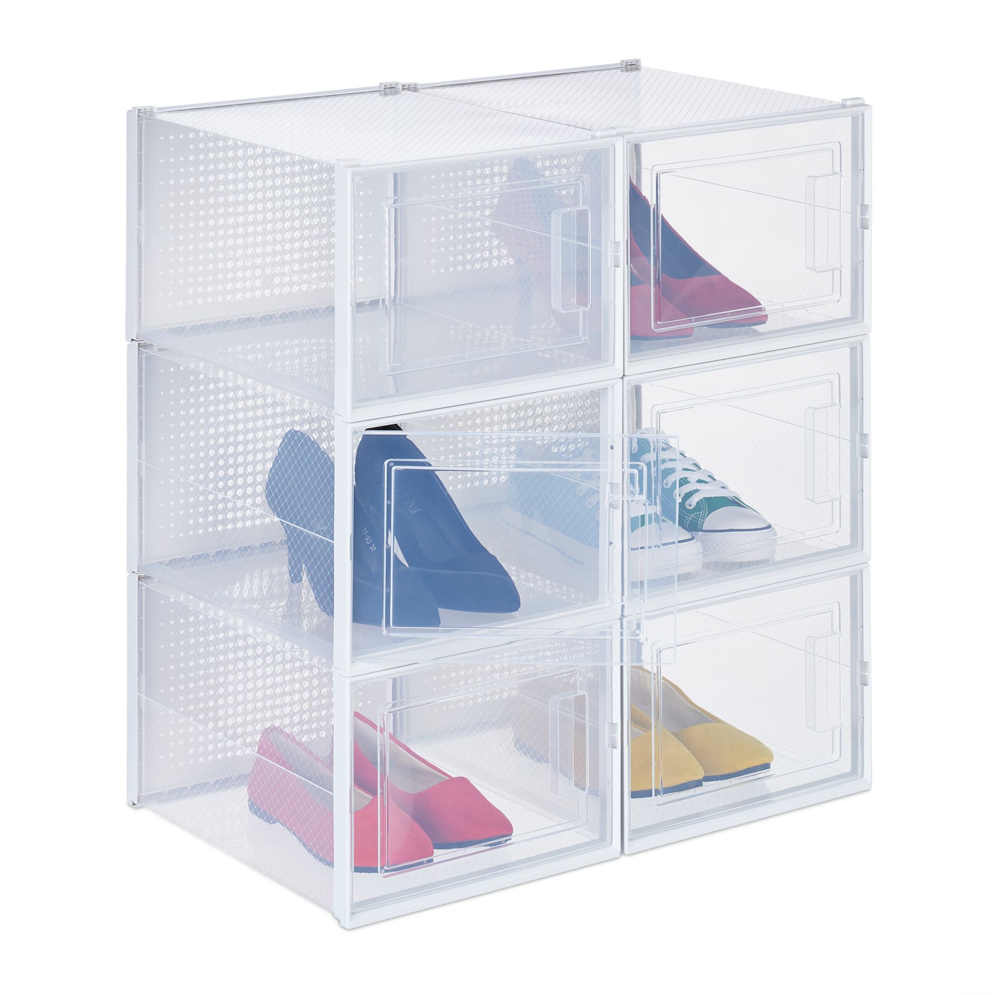 Schuhboxen 6er-Set  Weiss-Transparent