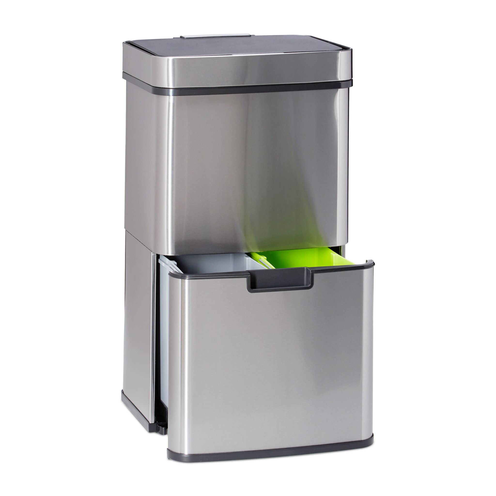 Mülltrennsystem 3-fach mit Sensor Schwarz-Silber