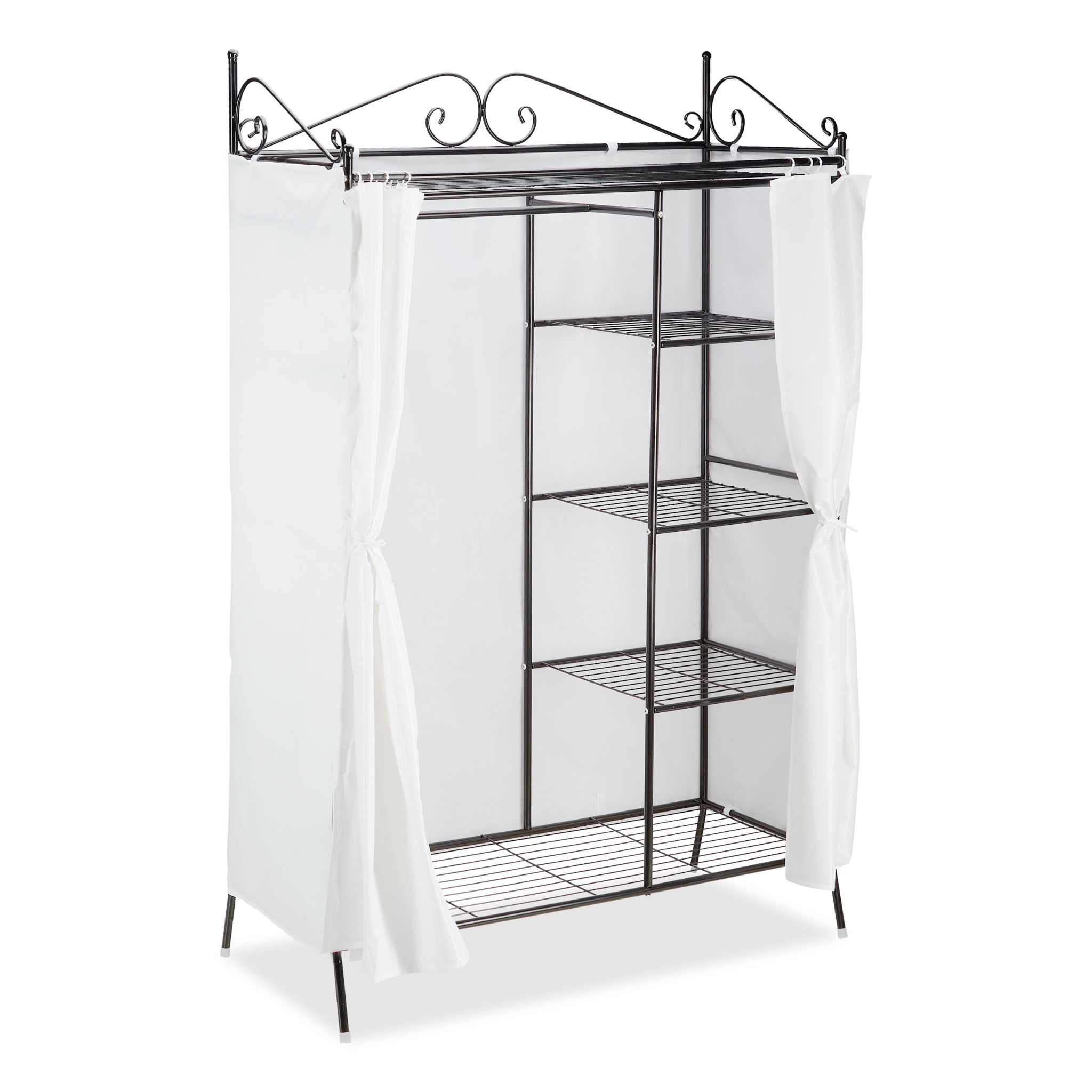 Garderobe COUNTRY mit Stoffbezug Weiss-Schwarz
