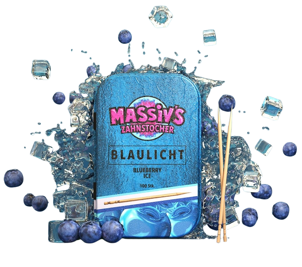 Massiv's Blaulicht Zahnstocher mit Geschmack Blueberry Ice in Metalldose