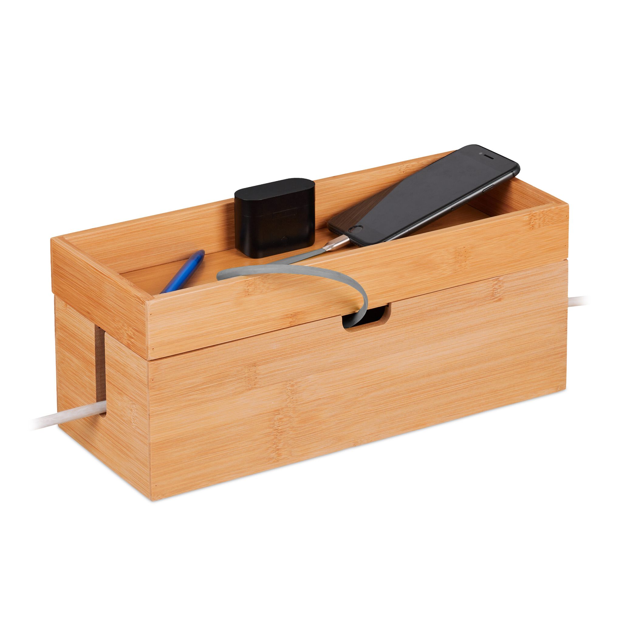 Kabelbox Bambus Hellbraun