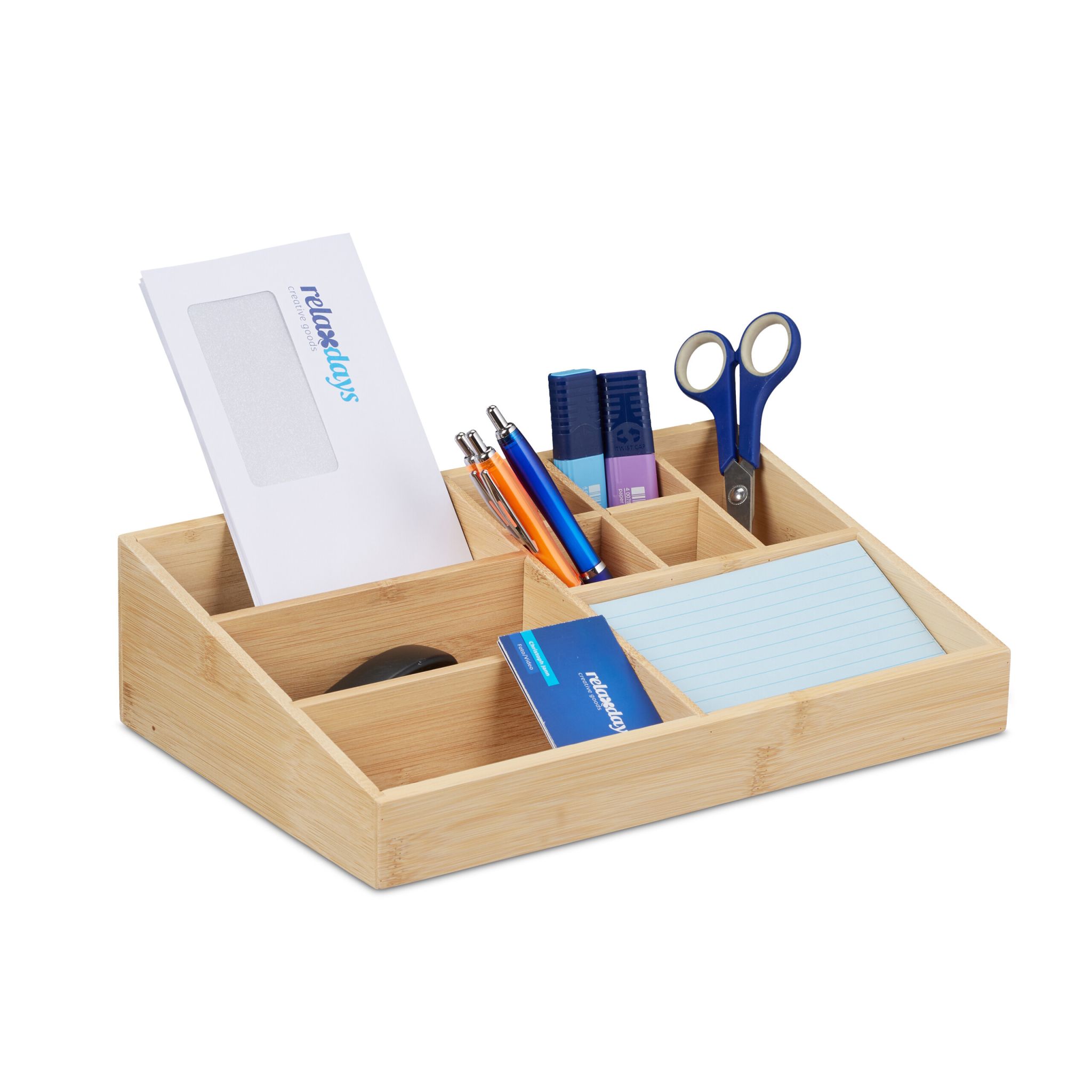 Schreibtisch Organizer 9 Fächer Bambus Hellbraun