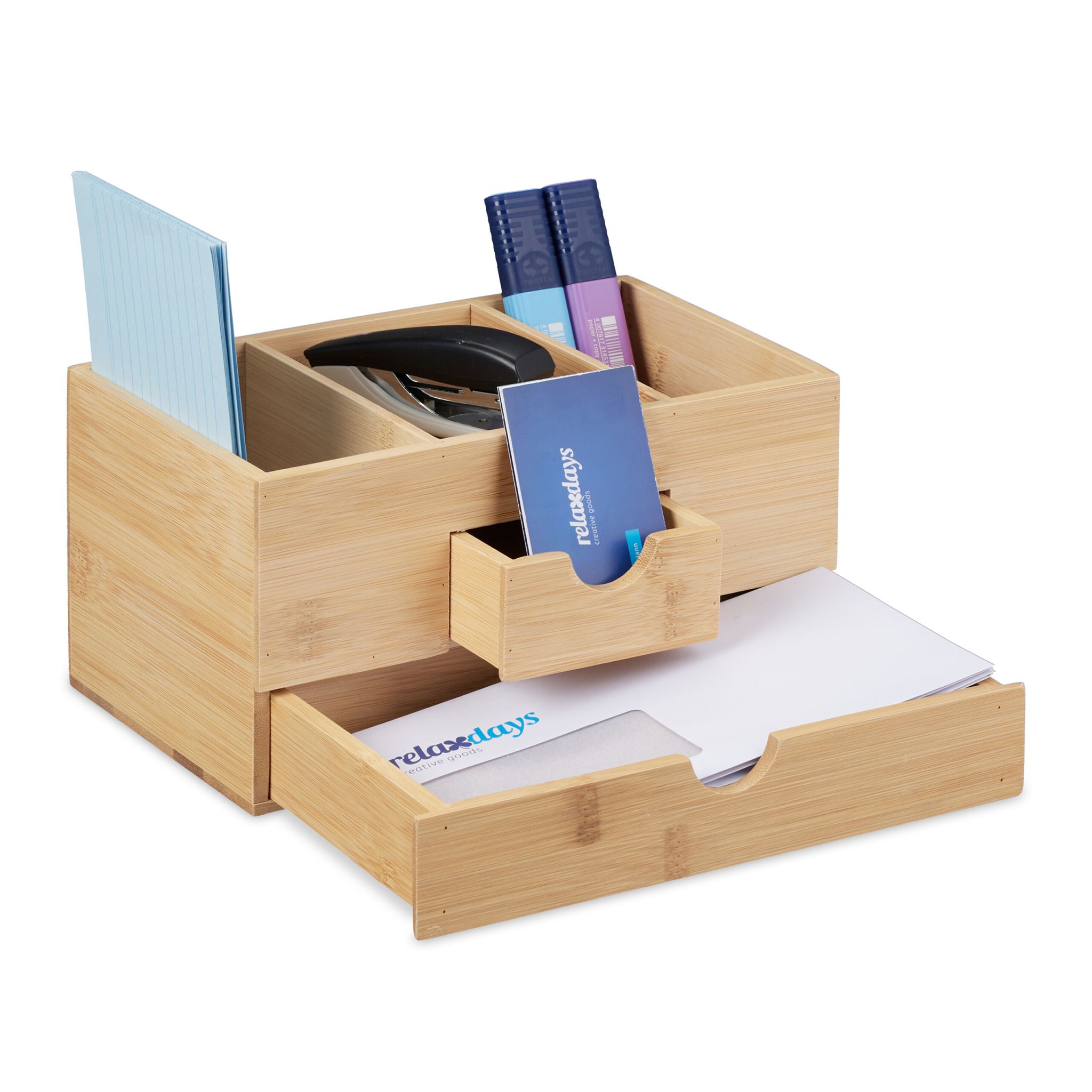 Schreibtisch Organizer mit Schubladen Hellbraun