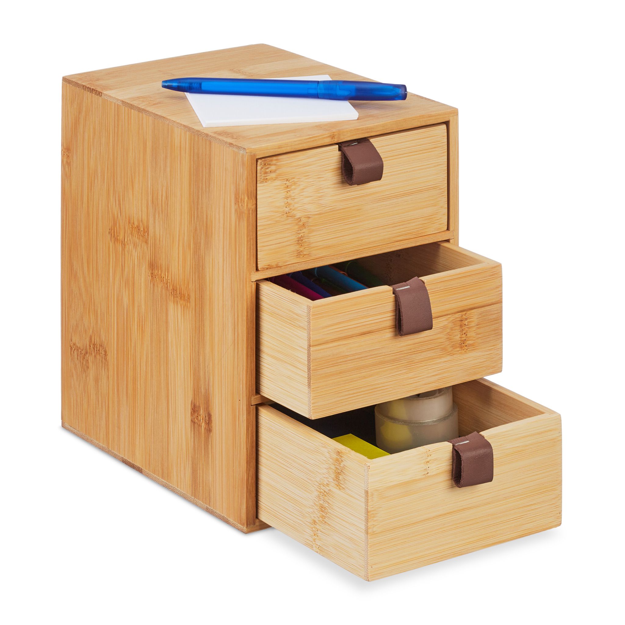 Schreibtisch Organizer 3 Schubladen Braun-Hellbraun