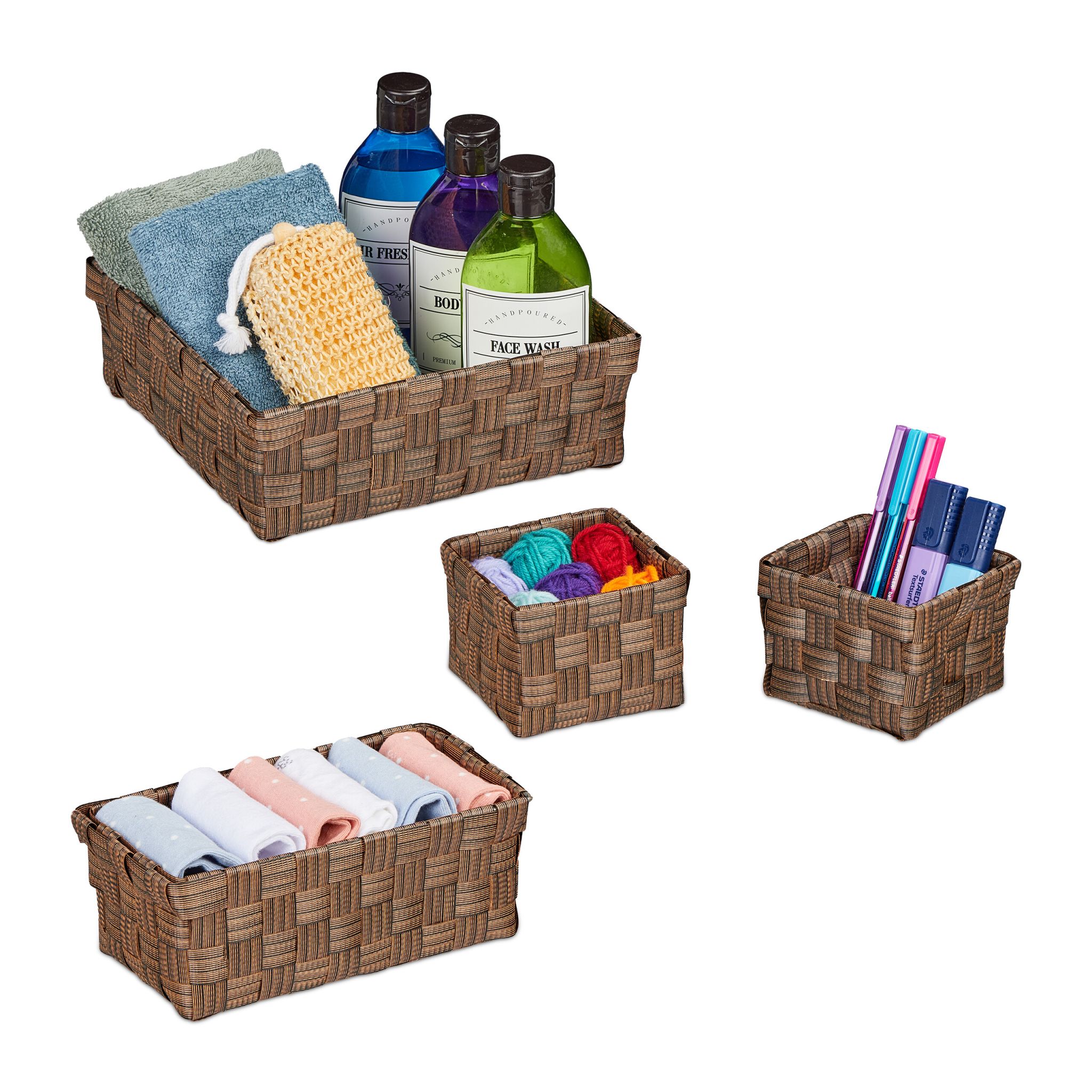 Aufbewahrungskorb 4er-Set Braun