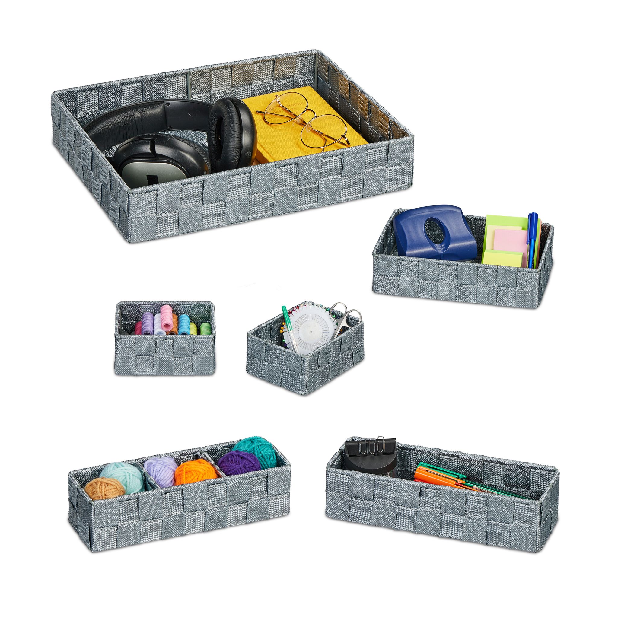 Aufbewahrungskorb 6er-Set Grau