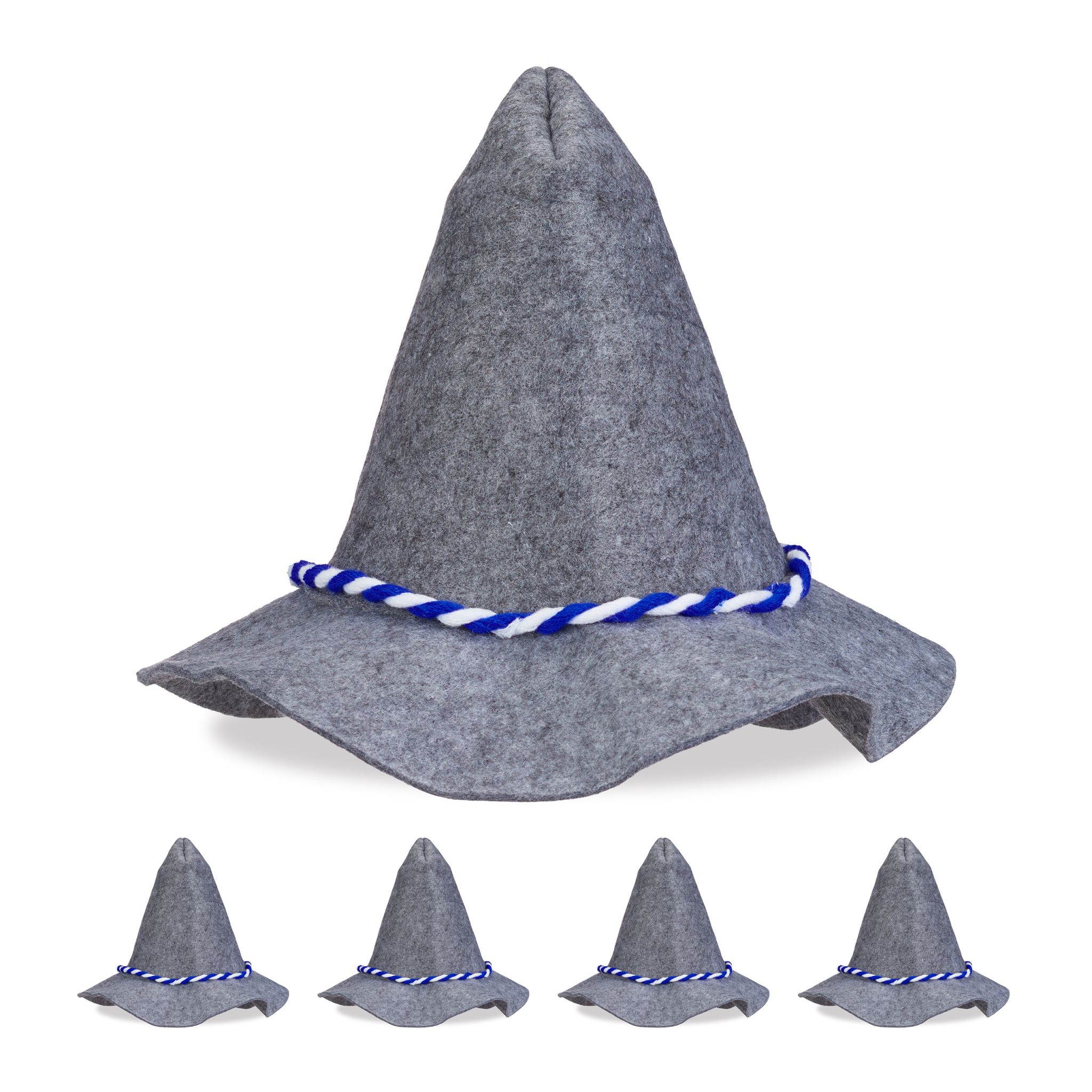 Seppelhut 5er-Set Weiss-Blau-Grau