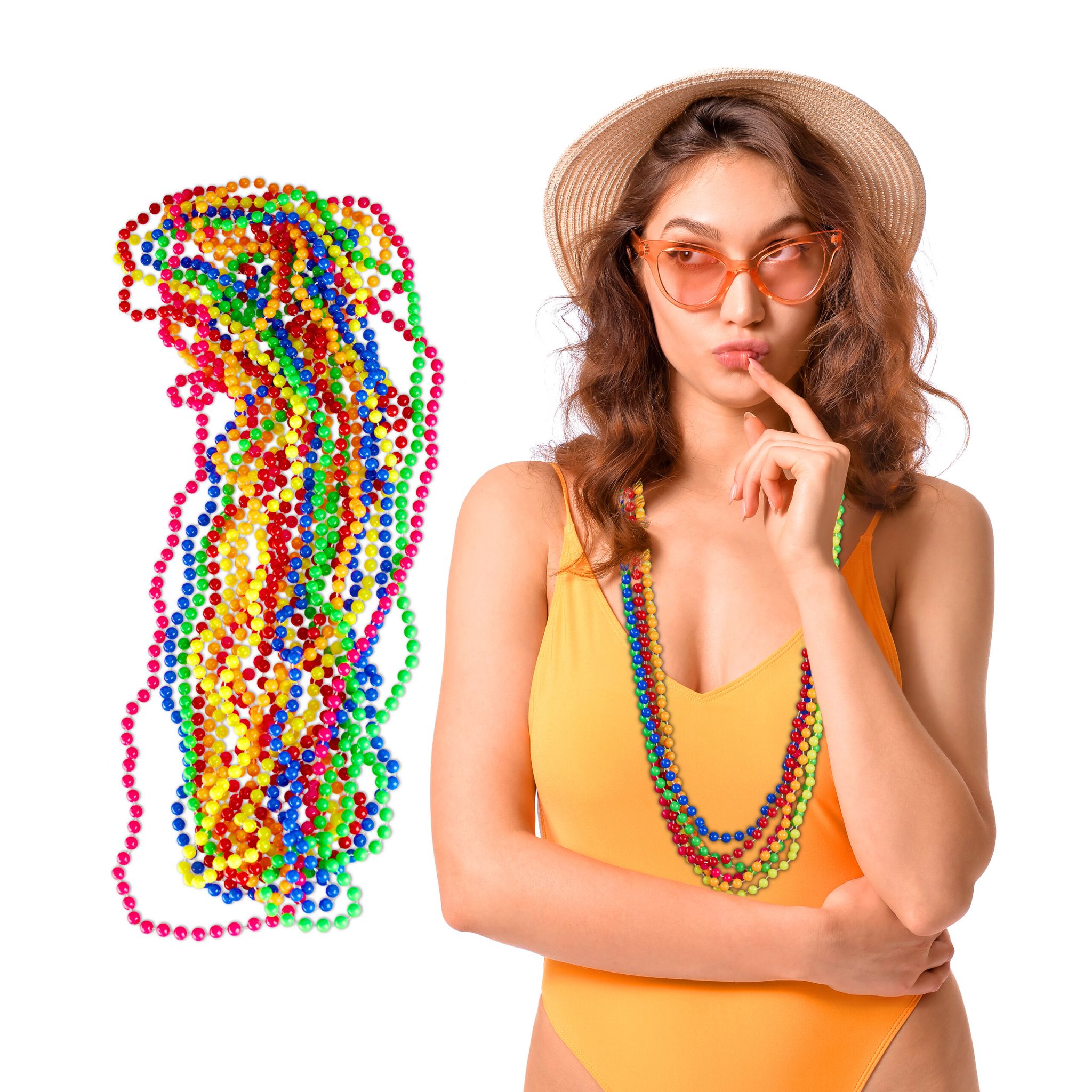 Perlenkette Neon 30er-Set Gelb-Pink-Rot