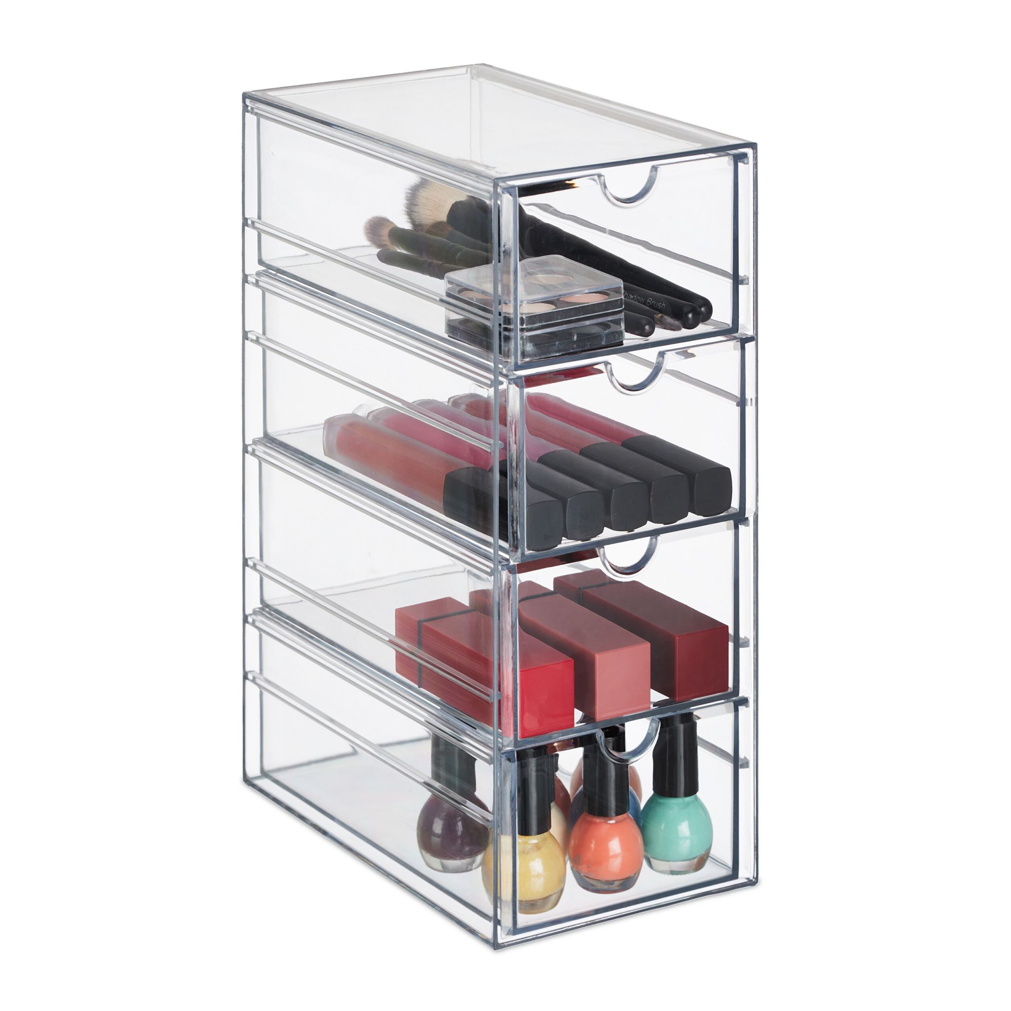 Schubladenbox mit 4 Fächern Transparent