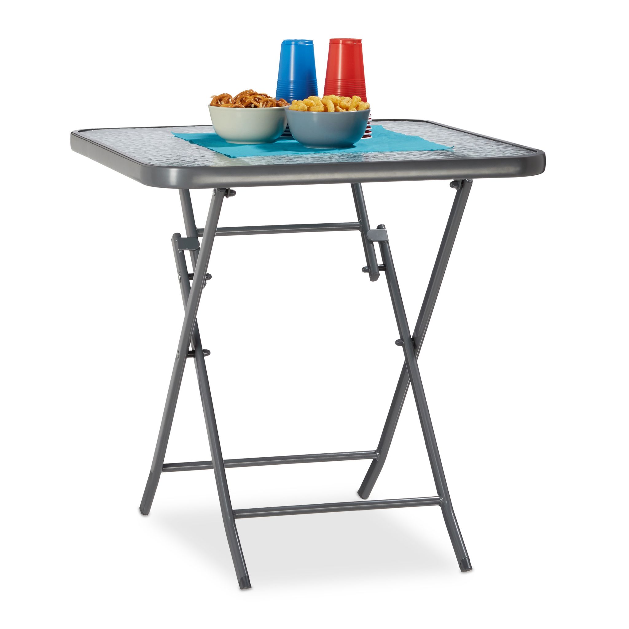 Balkontisch klappbar mit Glas STRUK Transparent-Grau