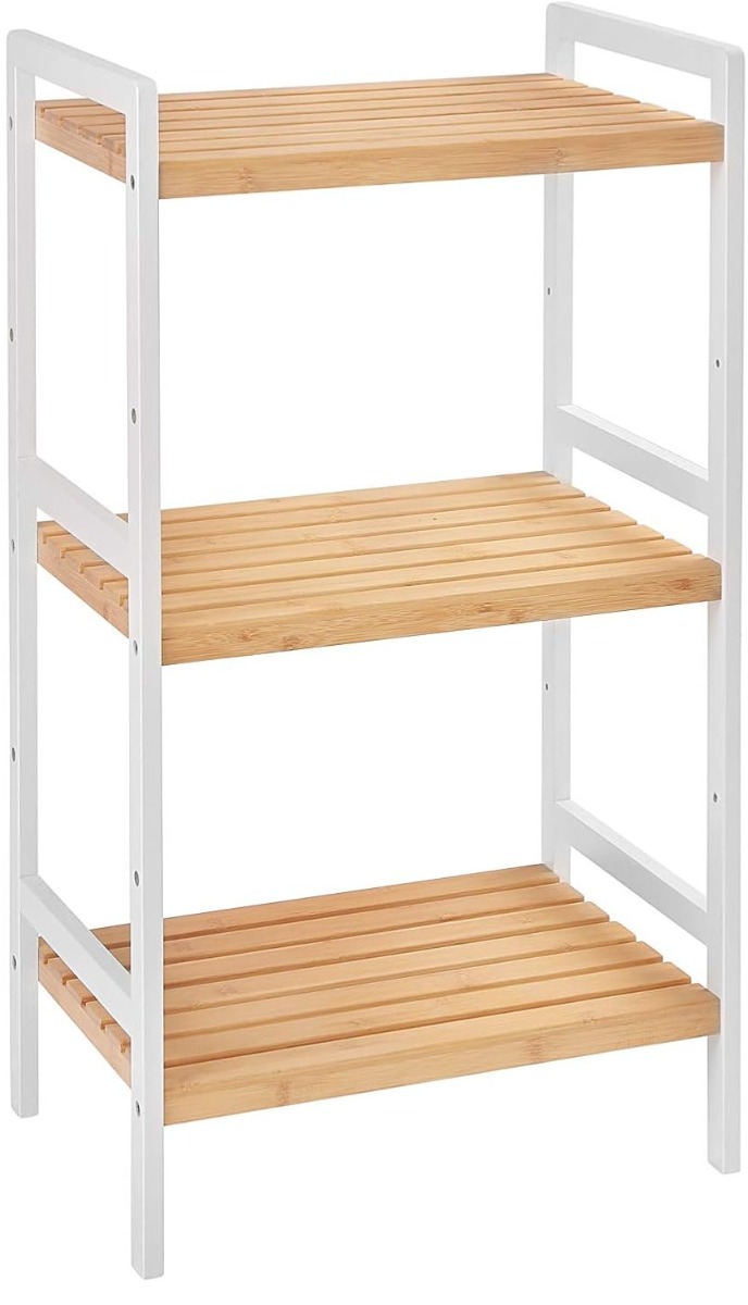Standregal Bambus 3 Ablagen naturfarben-weiss