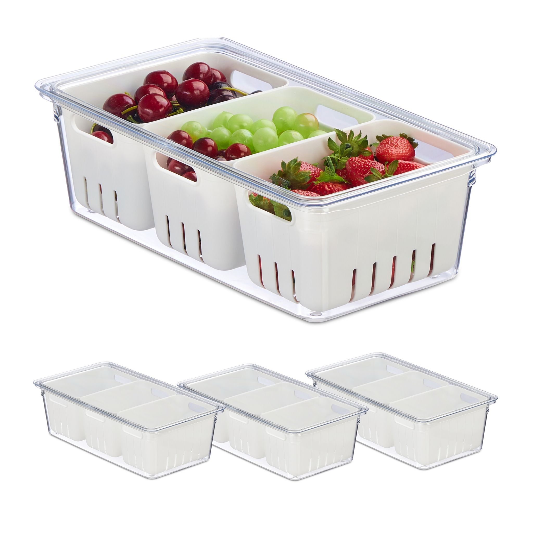 Kühlschrank Organizer 4er-Set Weiss-Transparent