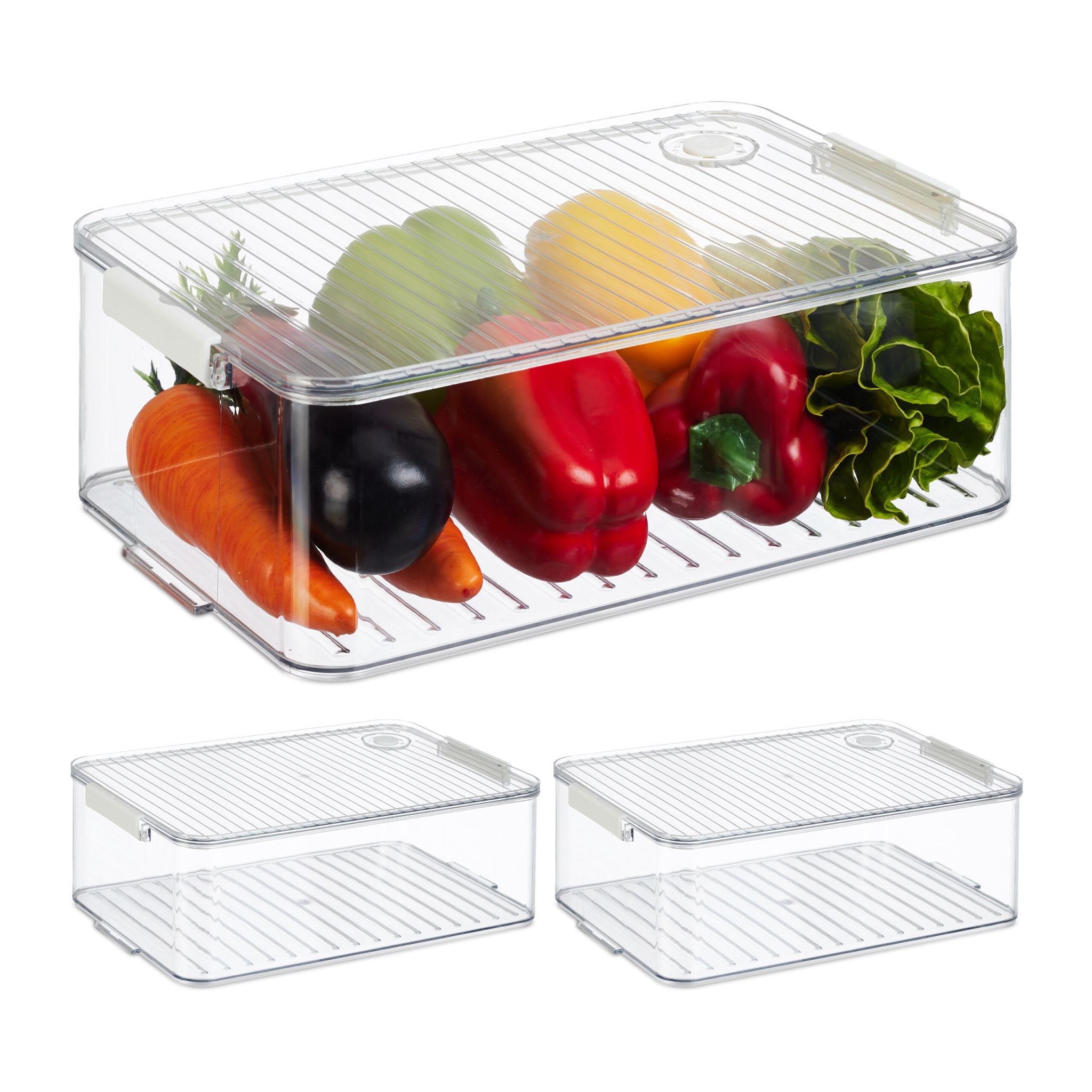 Kühlschrank Organizer 3er-Set Weiss-Transparent