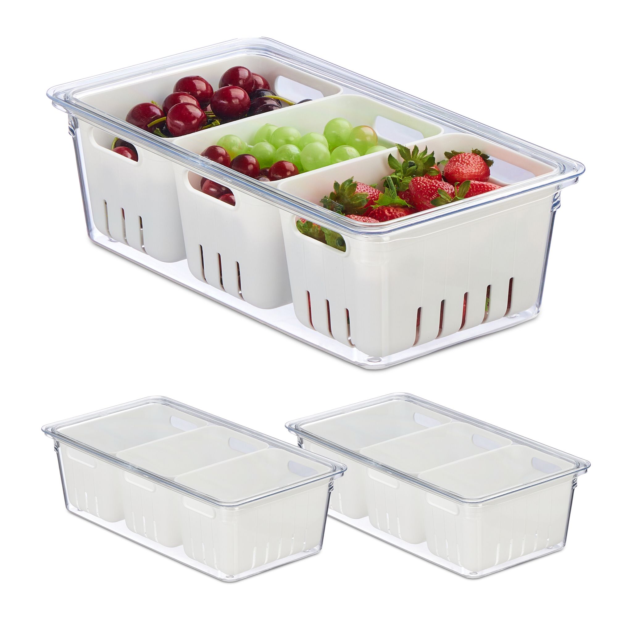 Kühlschrank Organizer 3er-Set Weiss-Transparent