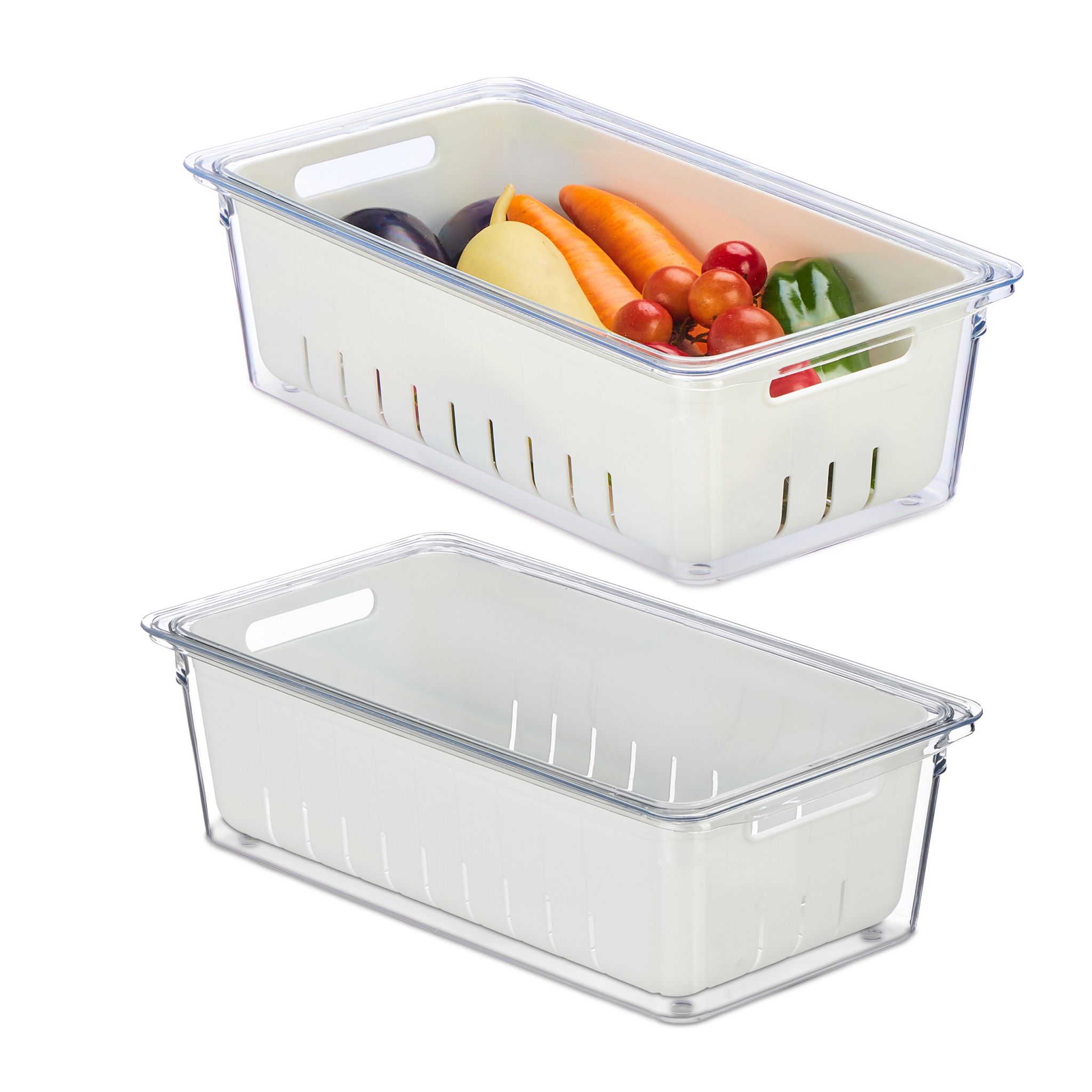 Kühlschrank Organizer 2er-Set Weiss-Transparent