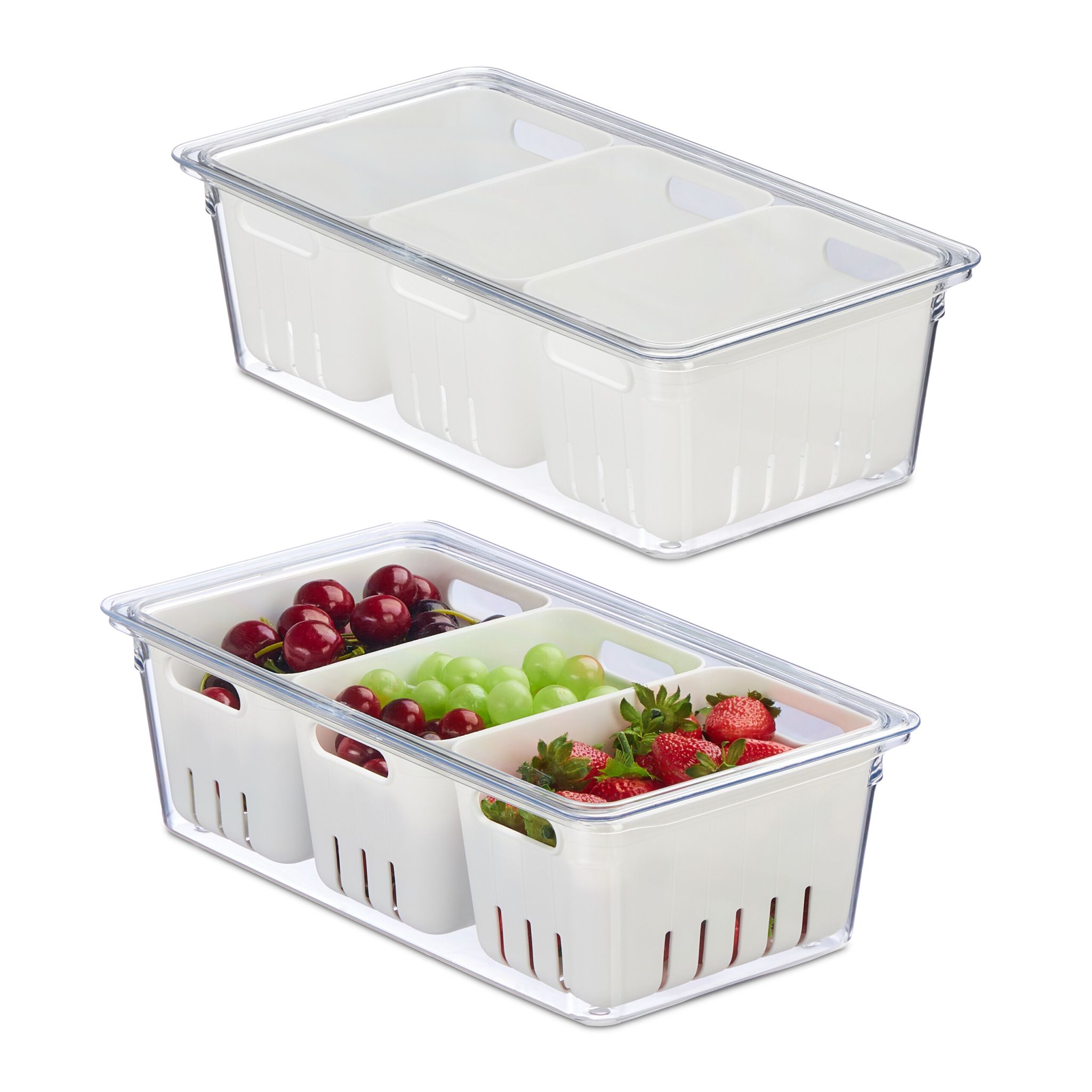 Kühlschrank Organizer 2er-Set Weiss-Transparent