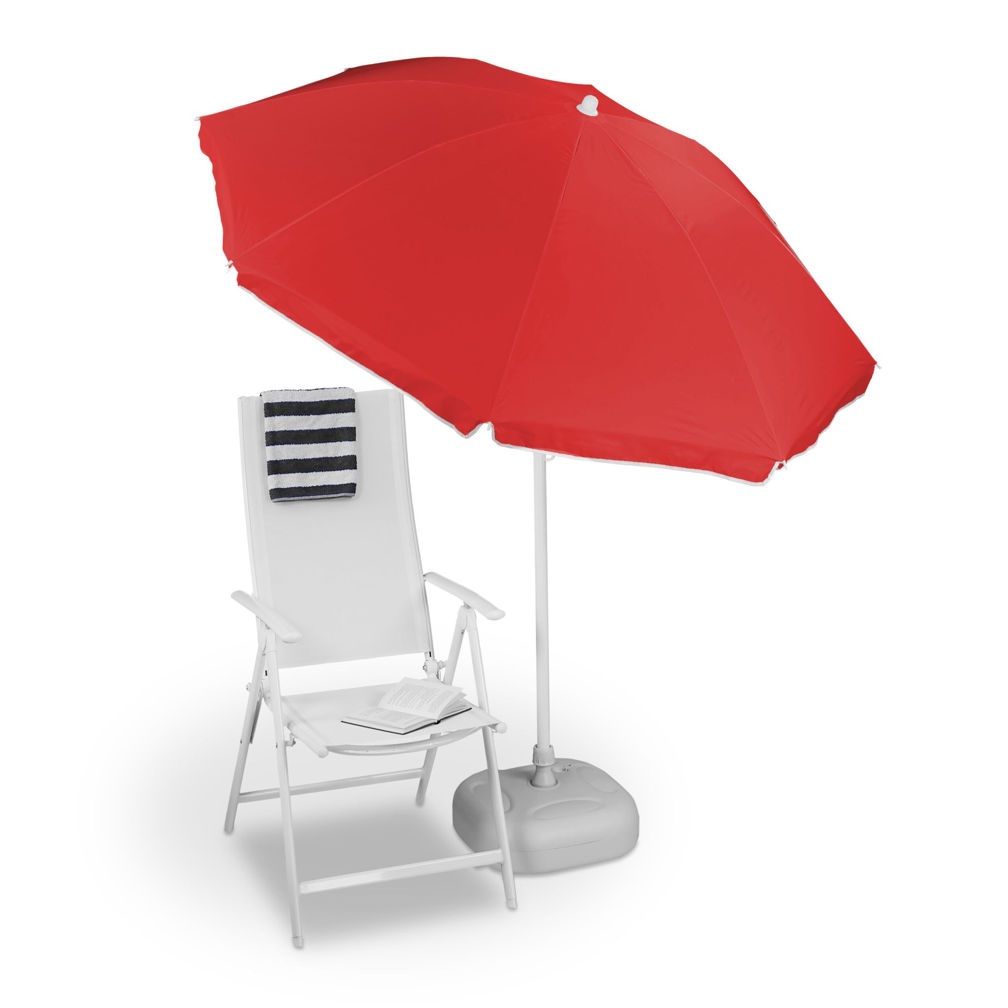 Sonnenschirm 180cm Weiss-Rot