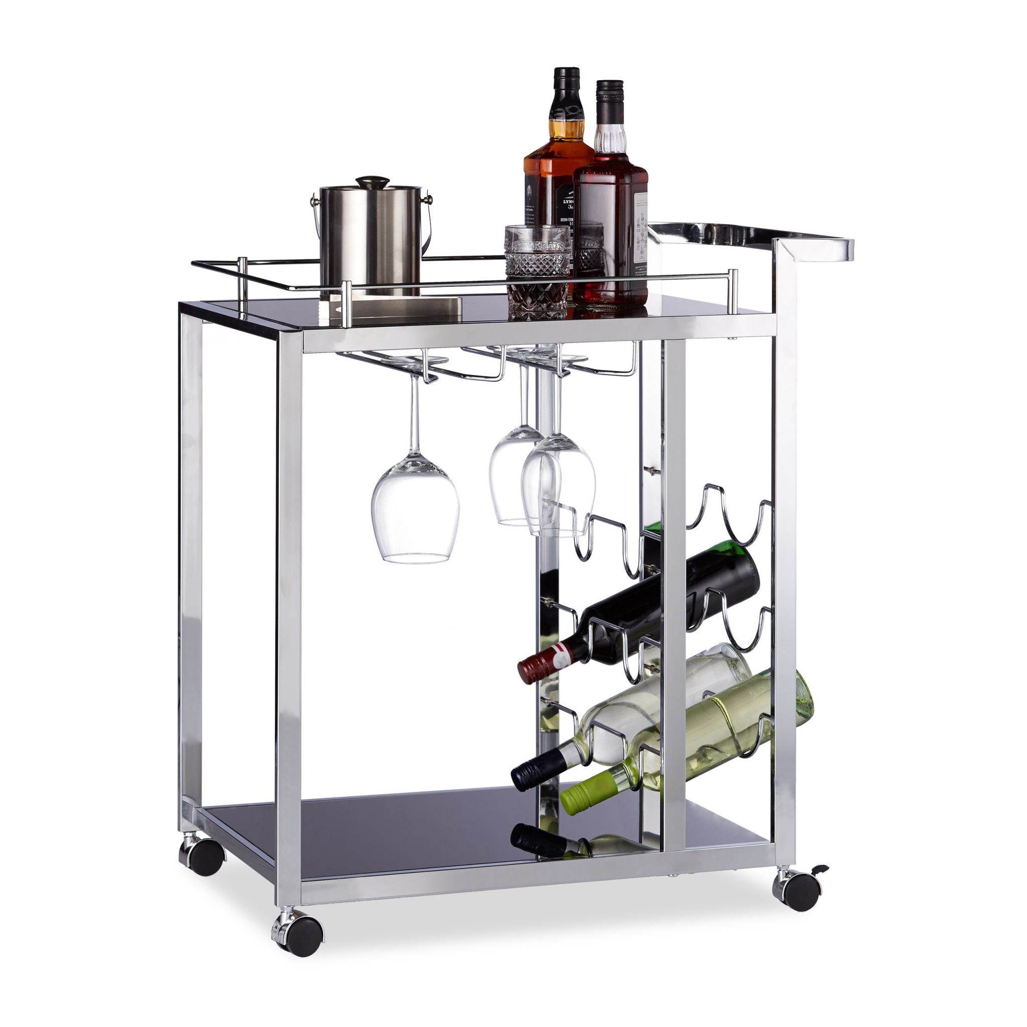 Servierwagen Glas BARON Schwarz-Silber