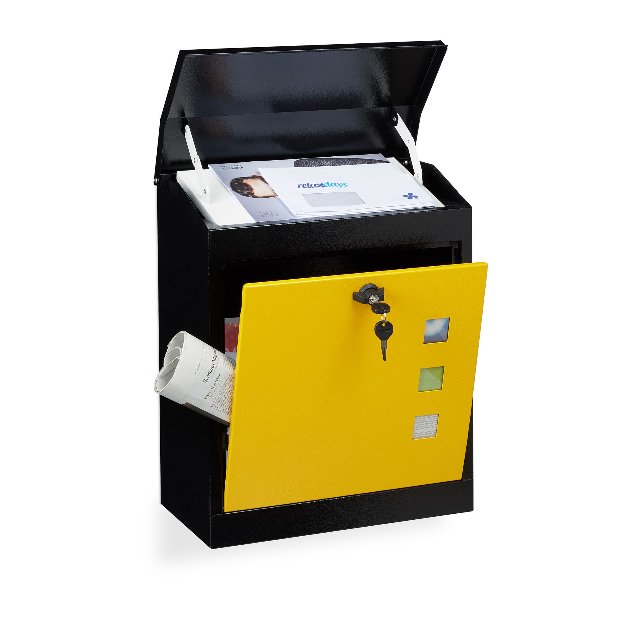 Briefkasten gross Gelb-Schwarz